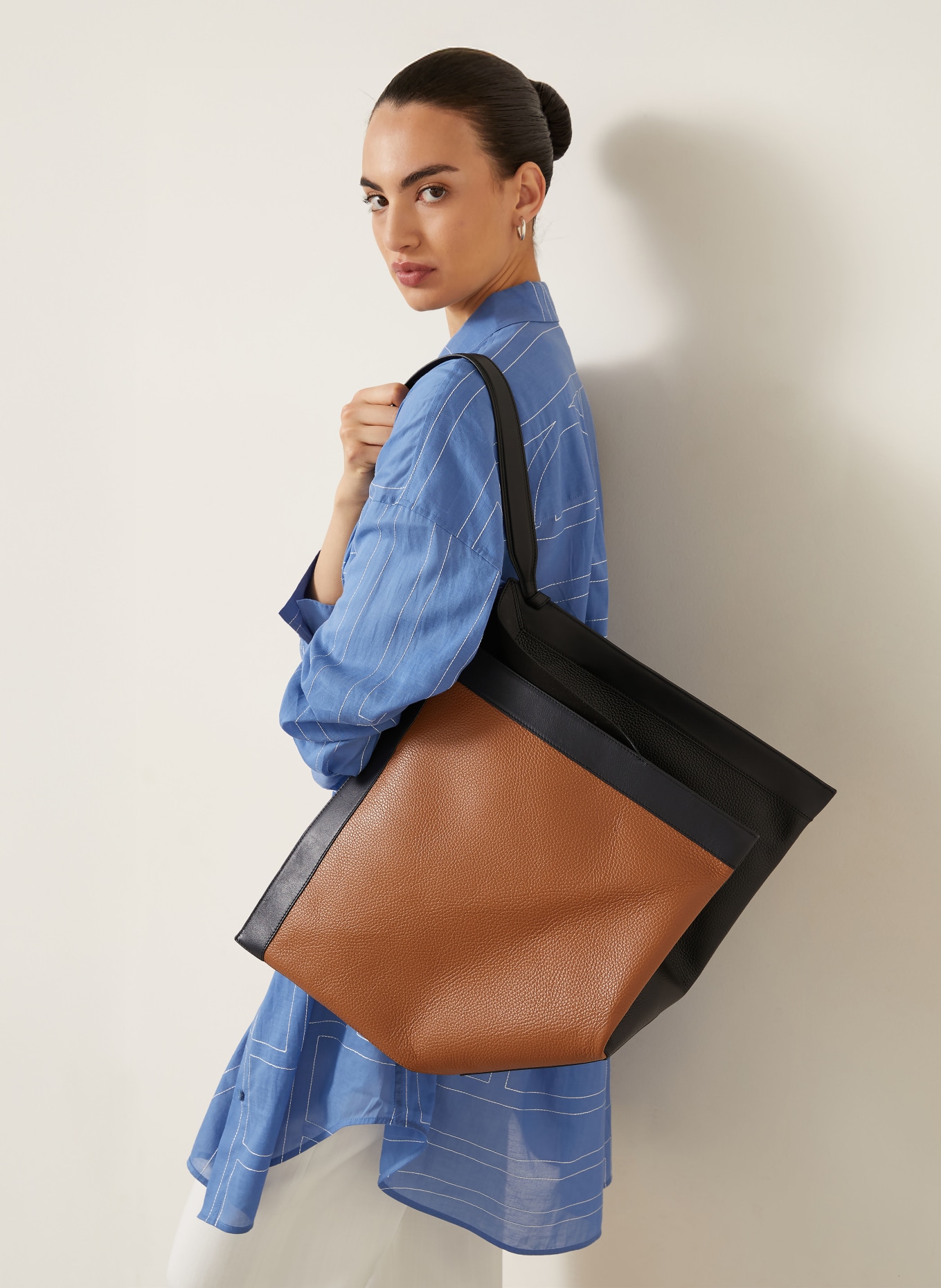 YUZEFI Shopper WONTON LARGE: GRAU / BRAUN / SCHWARZ