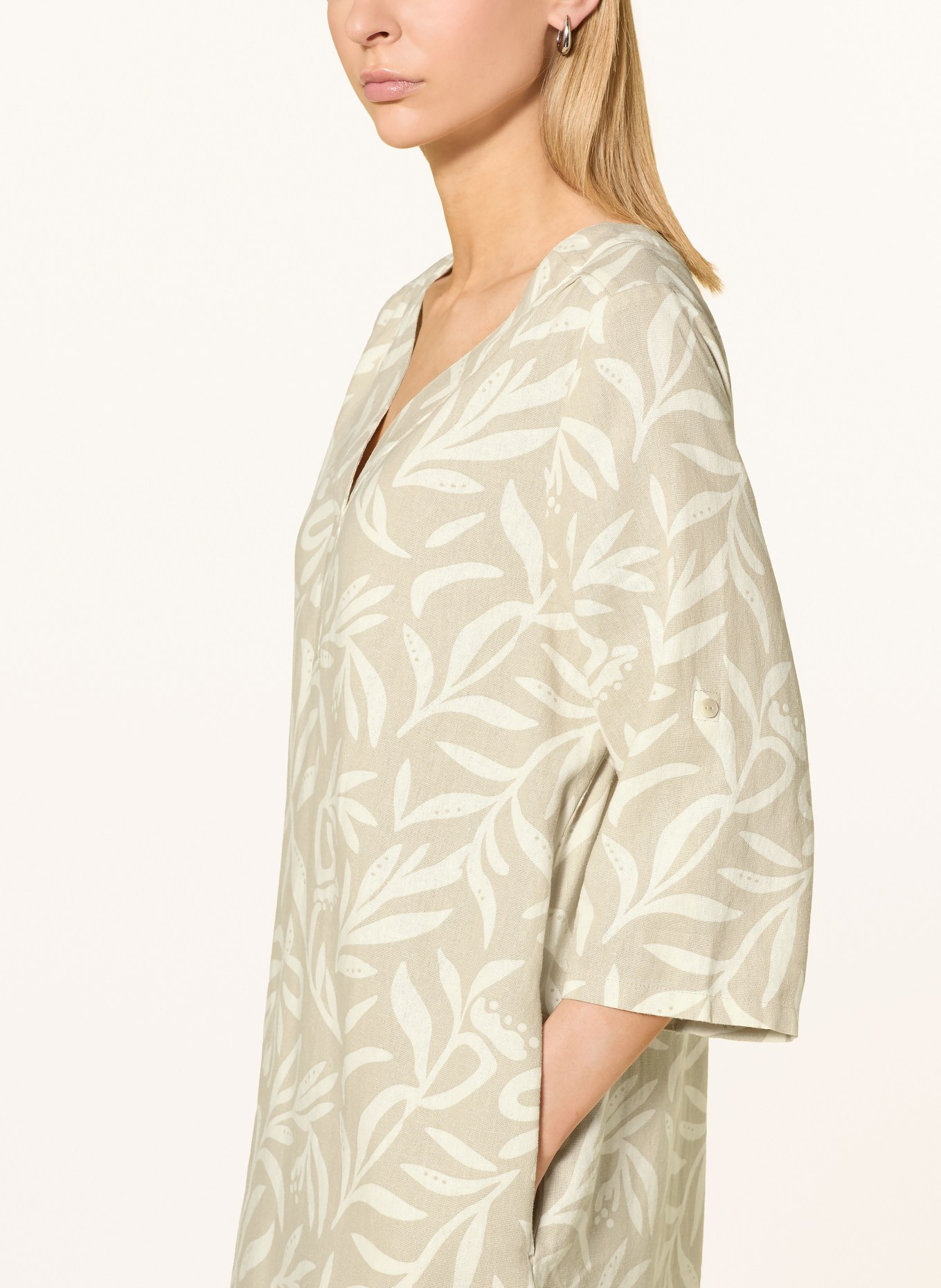 CARTOON Dress with linen and 3/4 sleeves: BEIGE / CREAM