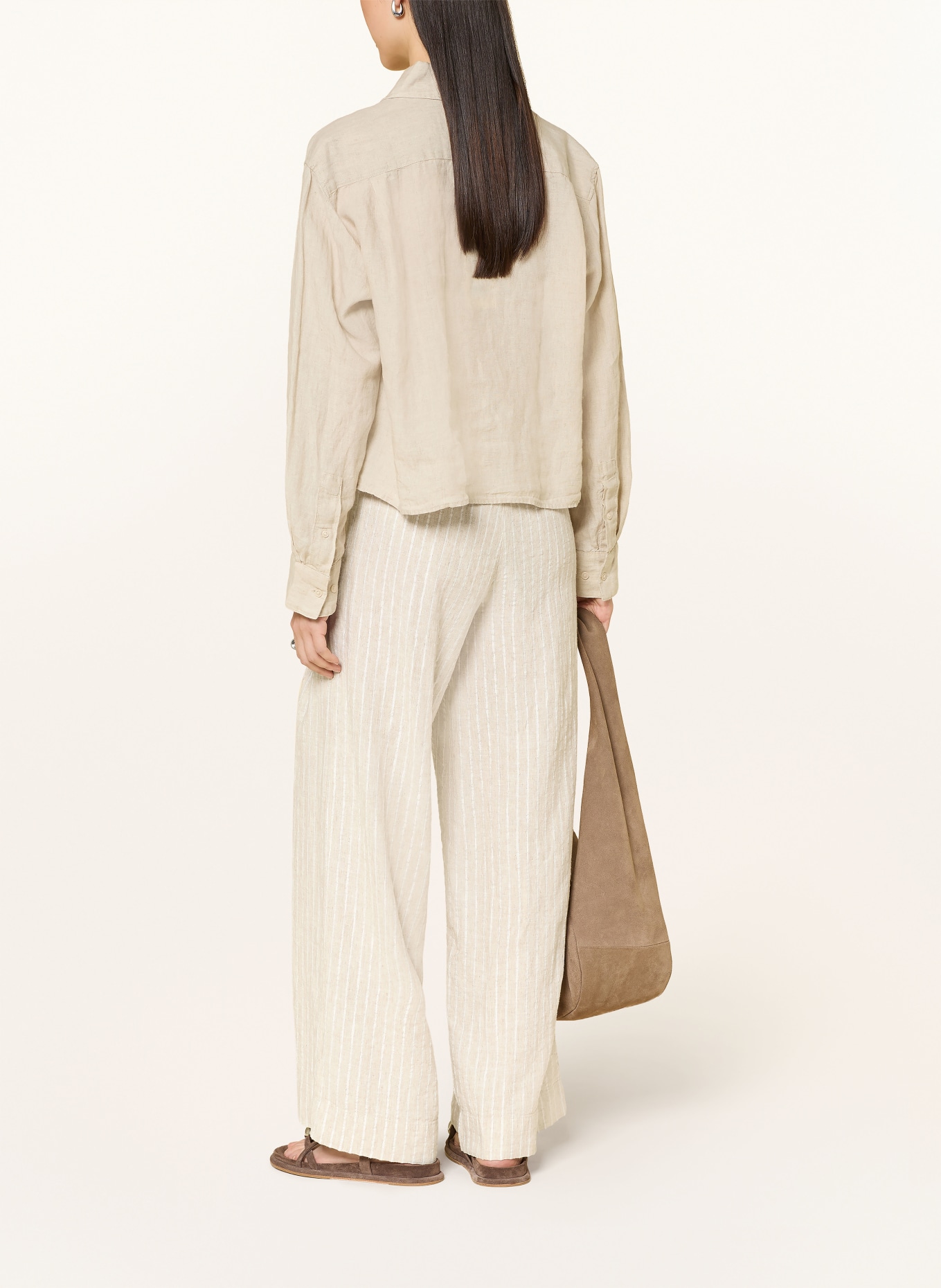 CARTOON Wide-leg trousers with glitter thread: LIGHT BROWN / SILVER / WHITE