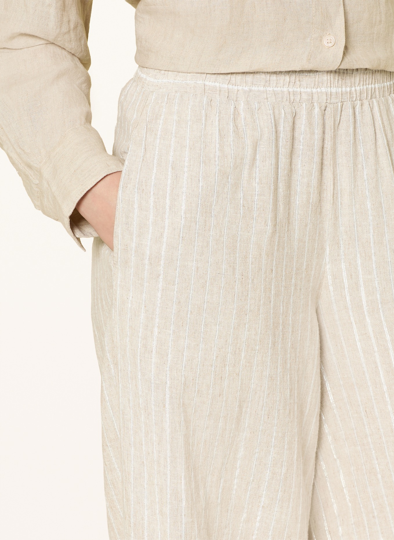 CARTOON Wide-leg trousers with glitter thread: LIGHT BROWN / SILVER / WHITE