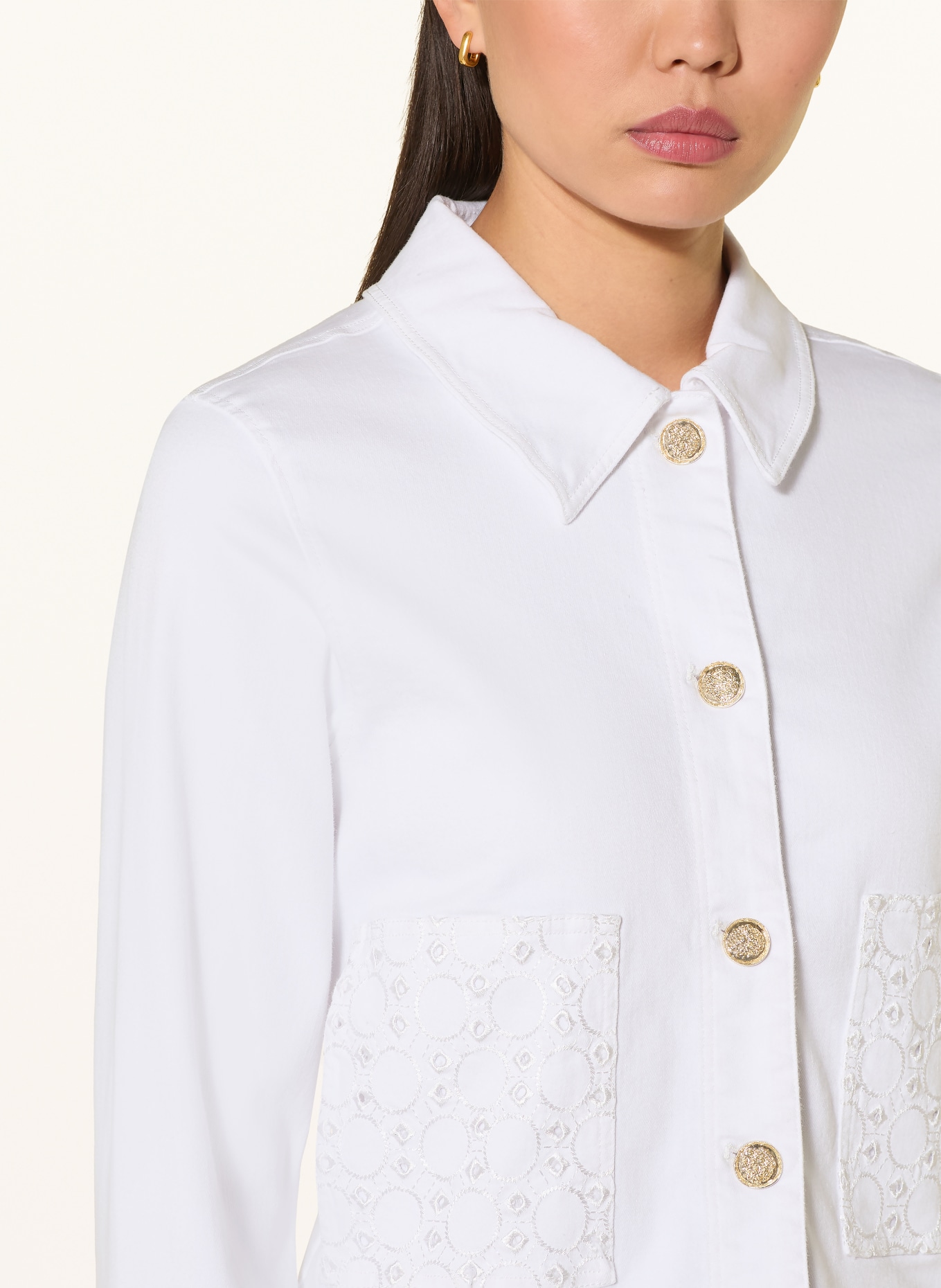 CARTOON Kastenjacke im Materialmix: WEISS