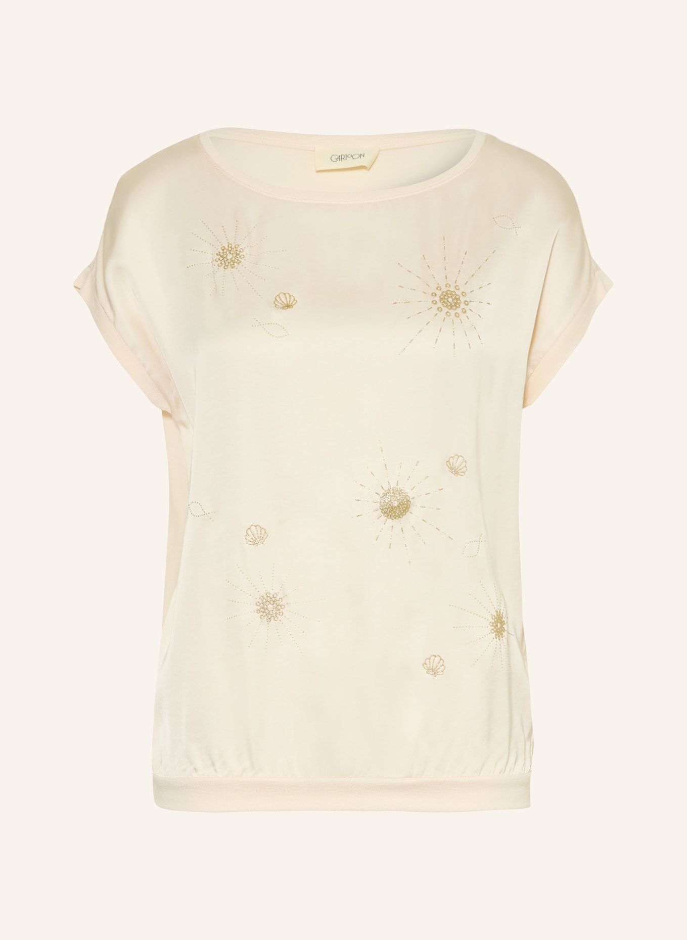CARTOON T-Shirt im Materialmix mit Glitzergarn: CREME / GOLD