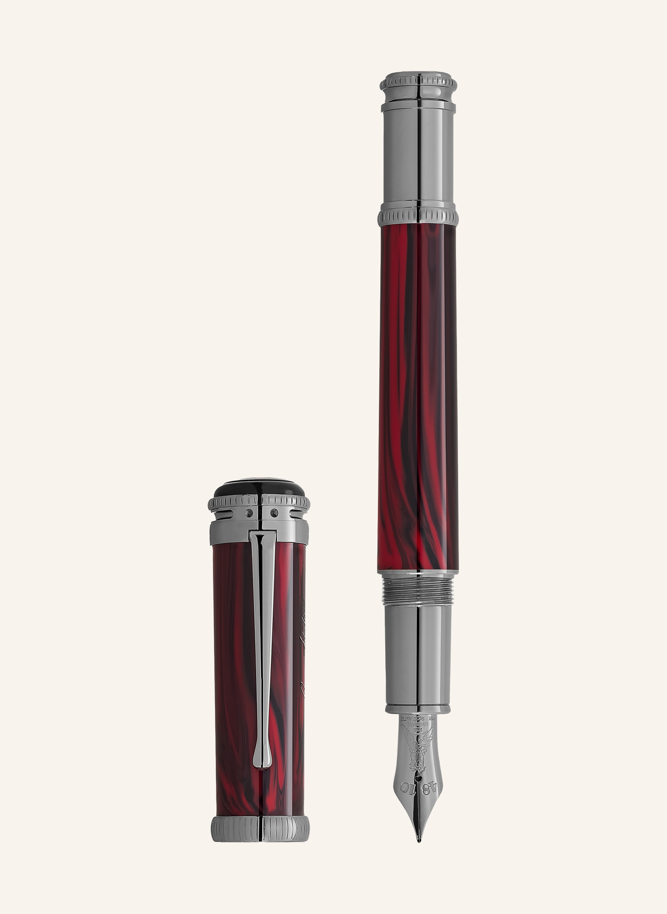 MONTBLANC Stylo plume WRITERS EDITION HOMAGE TO BRAM STOKER ÉDITION LIMITÉE: ROUGE FONCÉ / ARGENT / MARRON FONCÉ