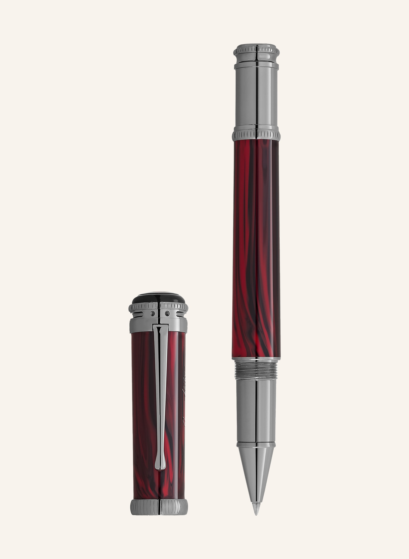 MONTBLANC Rollerbalpen WRITERS EDITION HOMAGE TO BRAM STOKER: DONKERROOD / ZILVER / MARRON FONCÉ