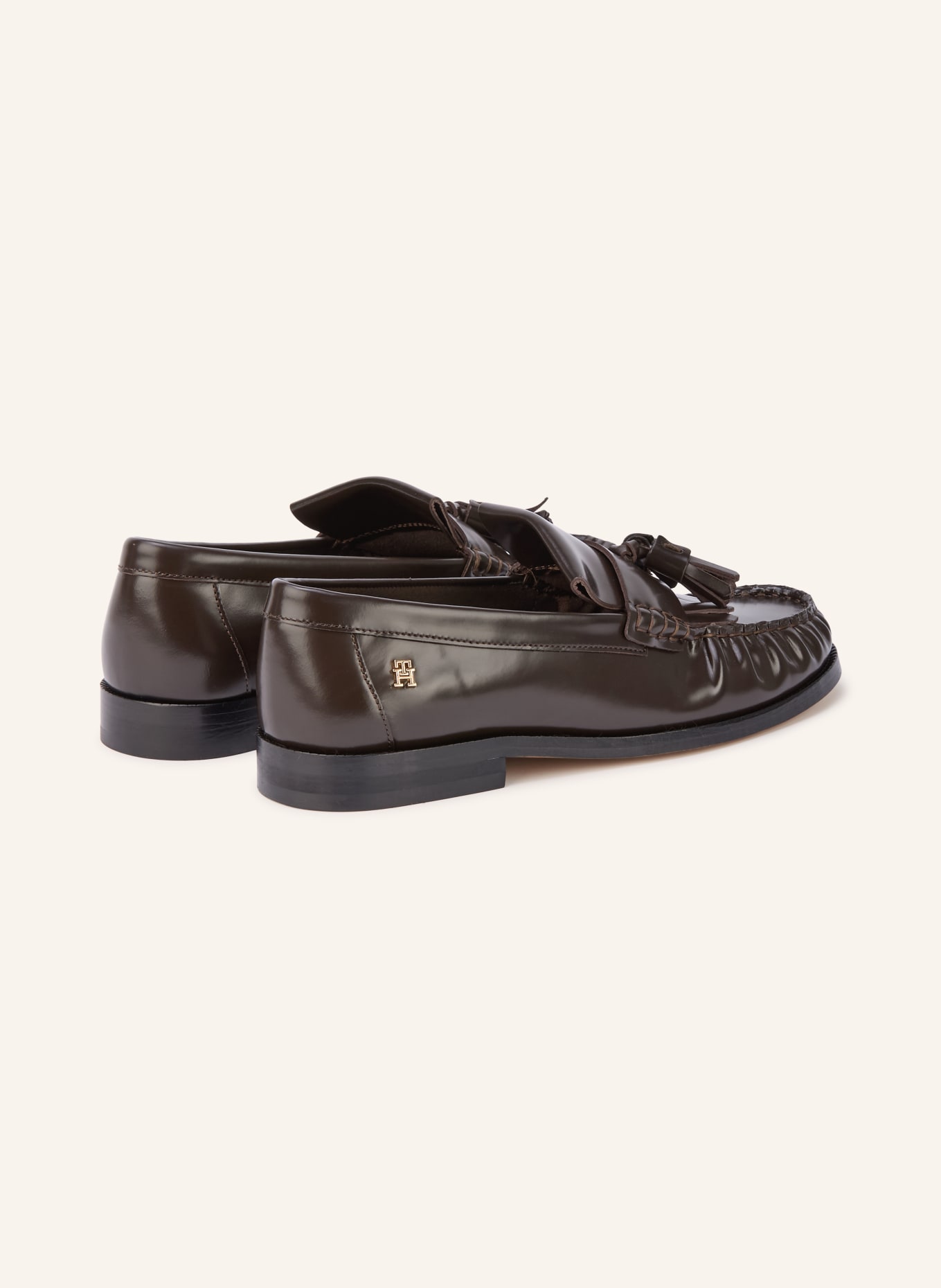 TOMMY HILFIGER Loafersy: CIEMNOBRĄZOWY / ZŁOTY