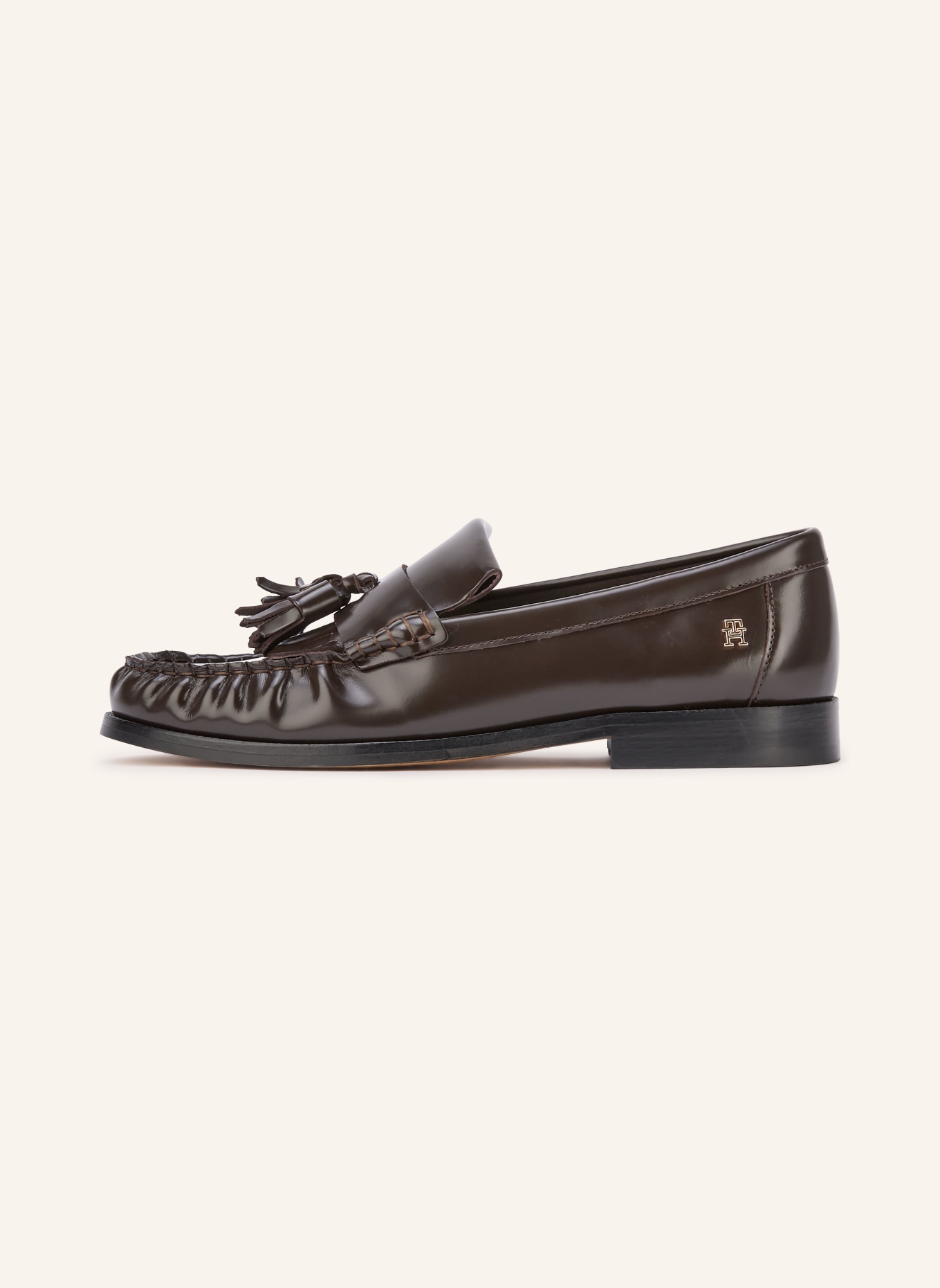 TOMMY HILFIGER Loafersy: CIEMNOBRĄZOWY / ZŁOTY