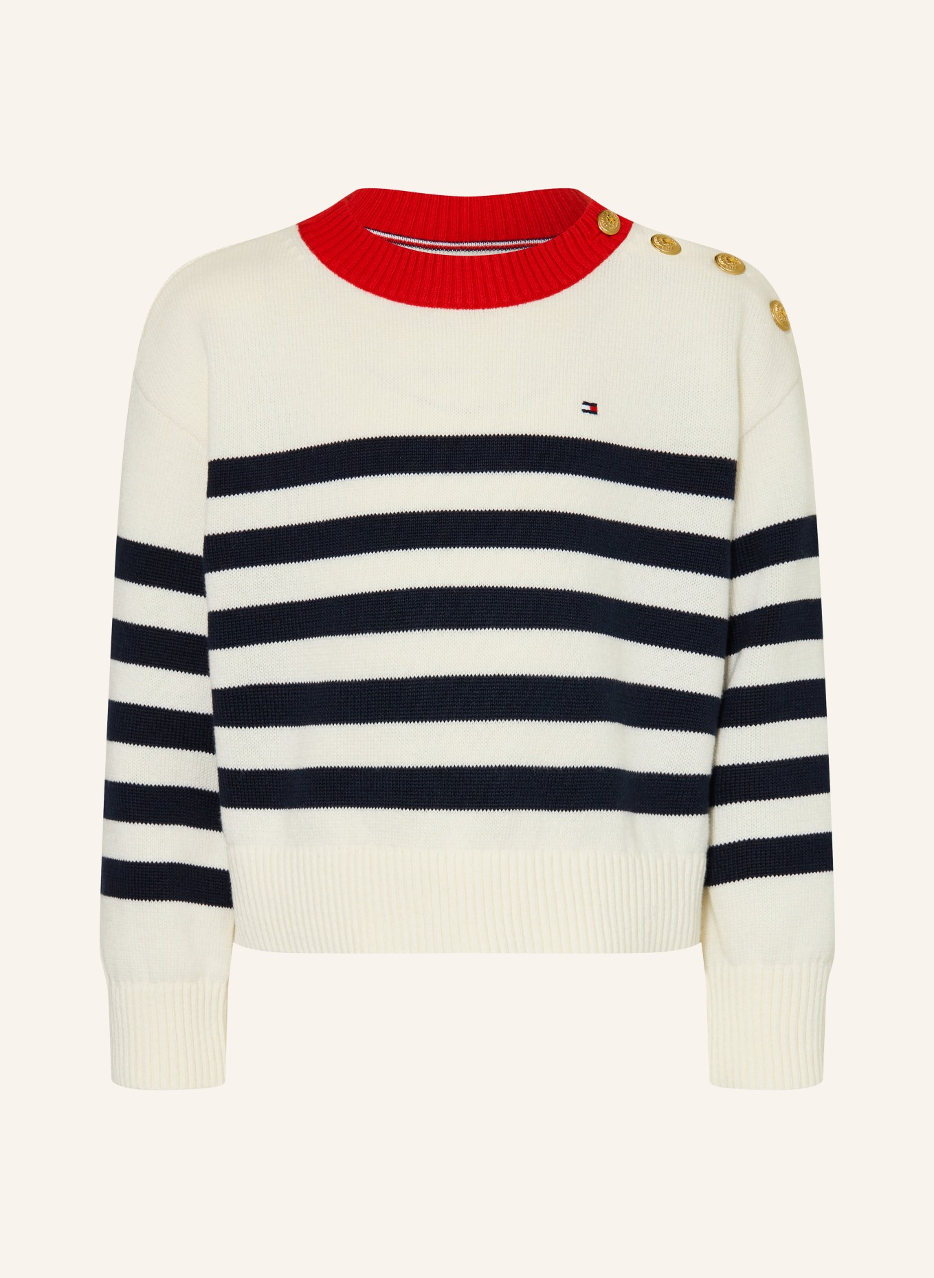 TOMMY HILFIGER Pulls: BLANC / ROUGE / BLEU FONCÉ