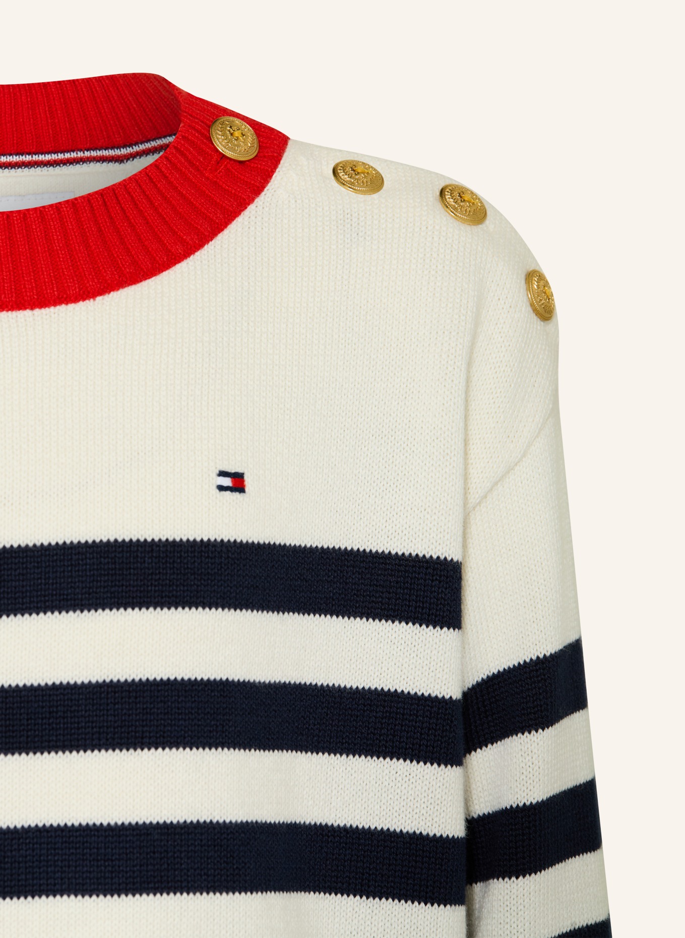 TOMMY HILFIGER Pulls: BLANC / ROUGE / BLEU FONCÉ