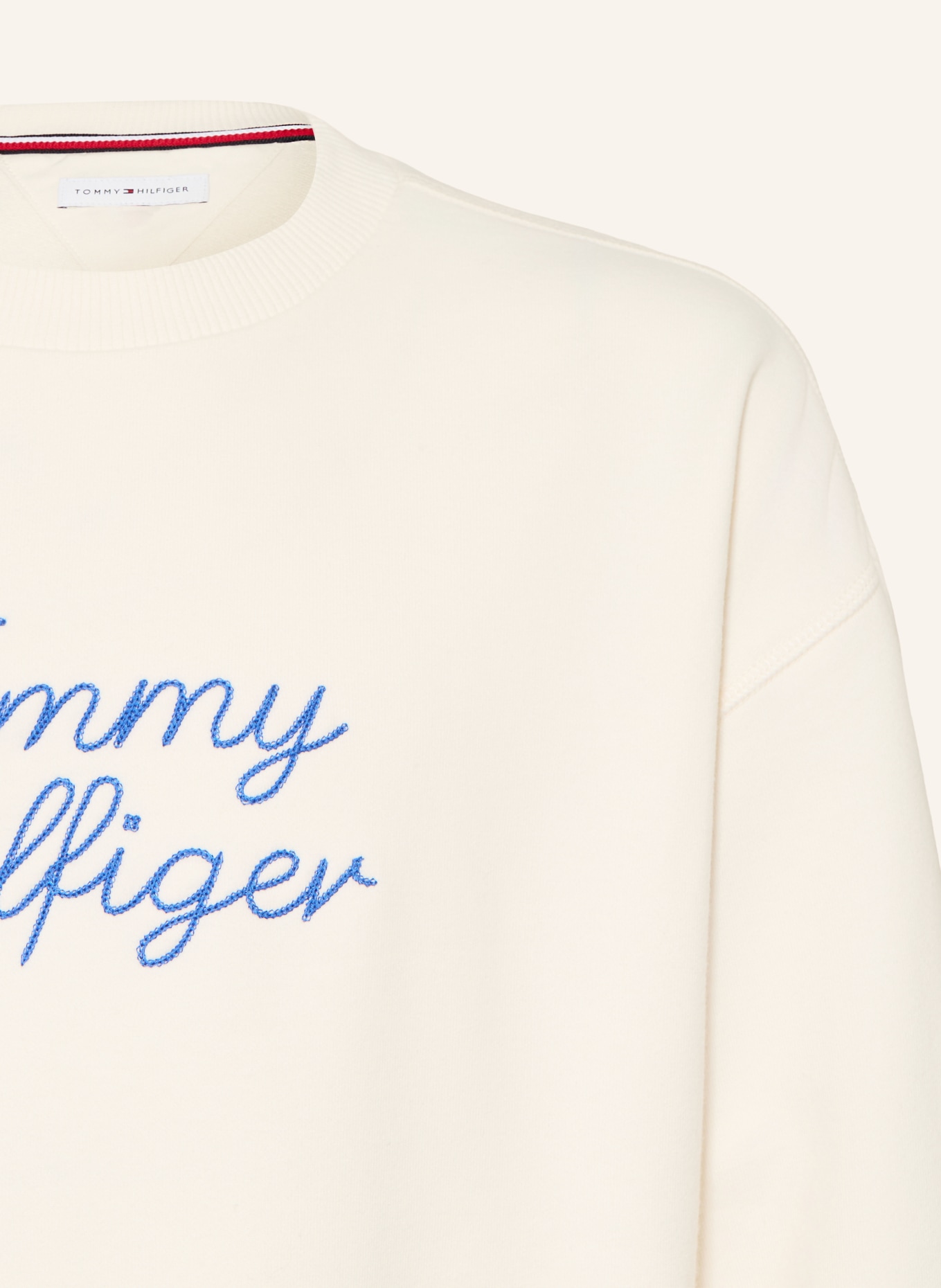 TOMMY HILFIGER Sweatshirt: CRÈME / BLEU