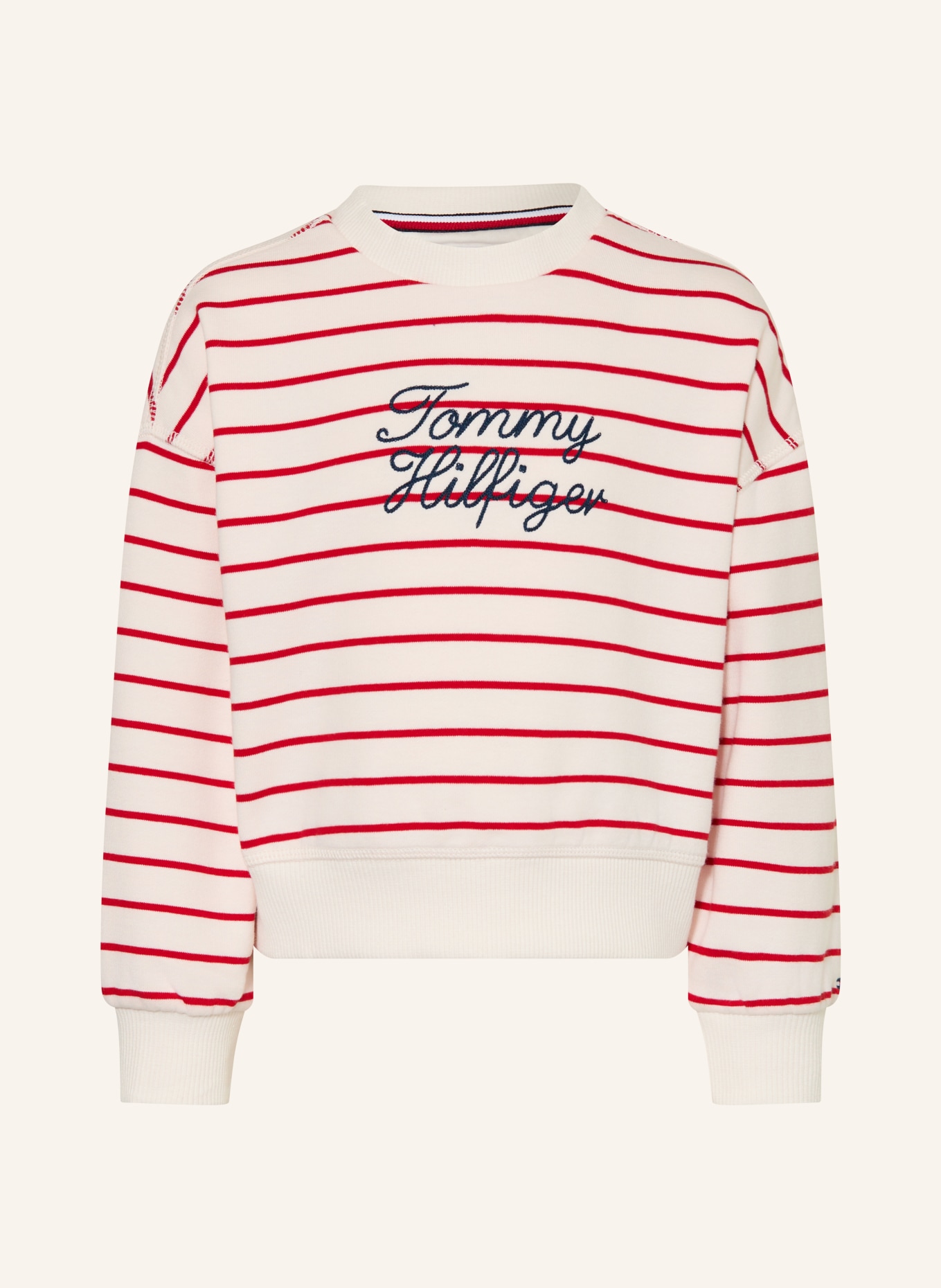 TOMMY HILFIGER Sweat-shirt: BLANC / ROUGE / BLEU FONCÉ