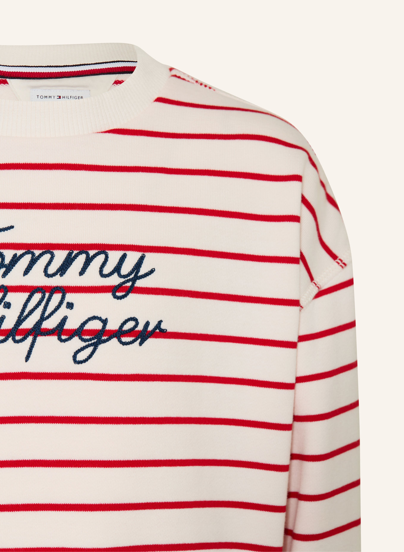 TOMMY HILFIGER Sweat-shirt: BLANC / ROUGE / BLEU FONCÉ