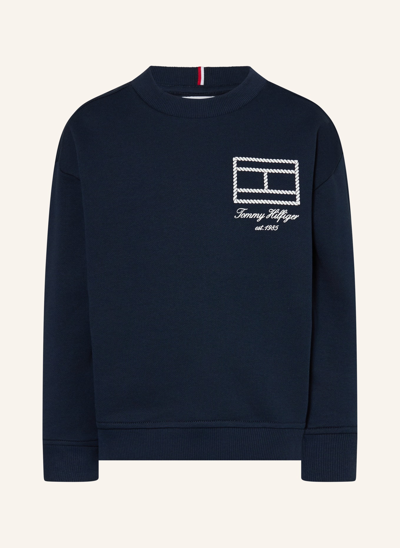 TOMMY HILFIGER Mikina: TMAVĚ MODRÁ / BÍLÁ