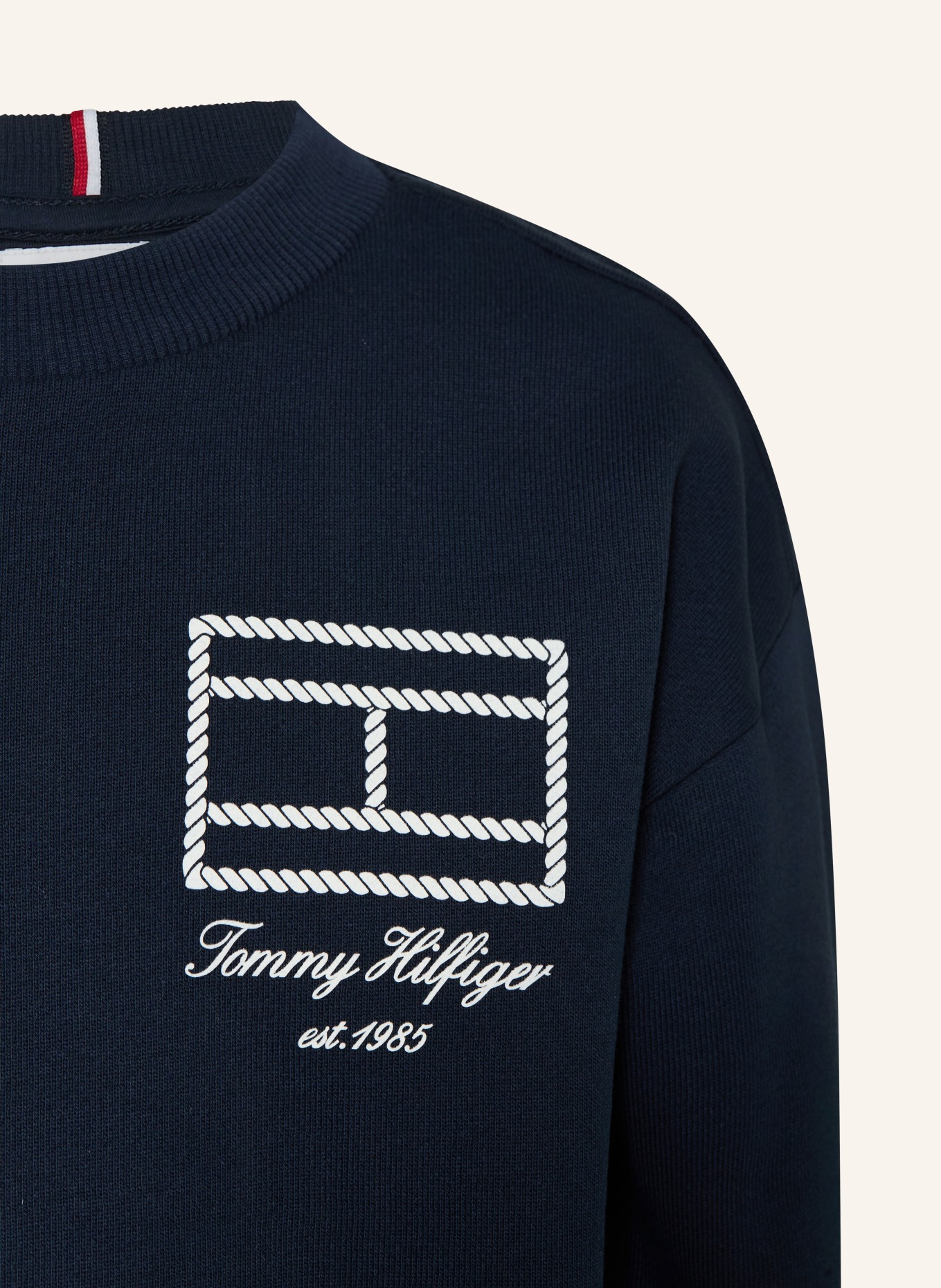 TOMMY HILFIGER Mikina: TMAVĚ MODRÁ / BÍLÁ