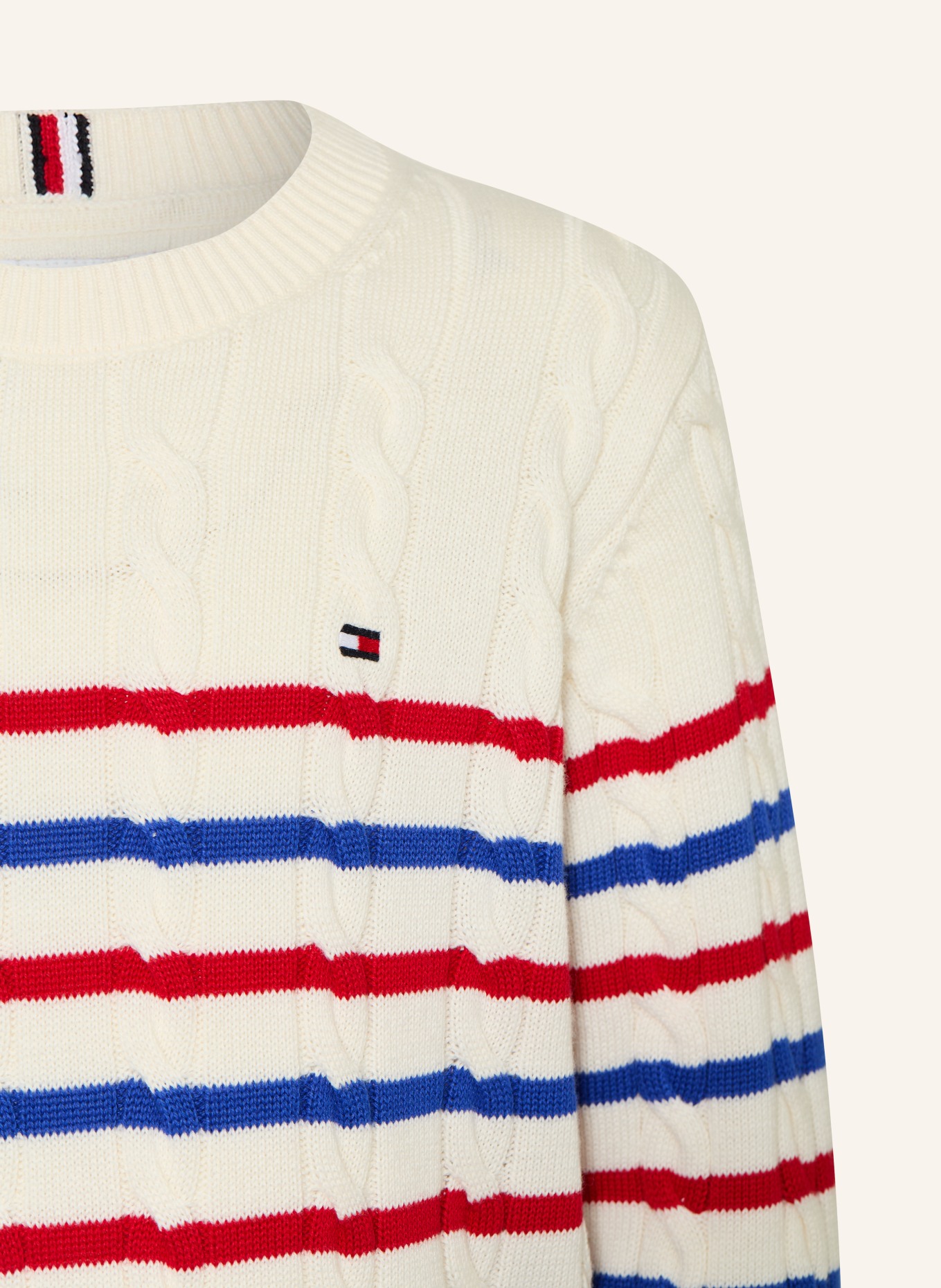 TOMMY HILFIGER Svetr: BÍLÁ / ČERVENÁ / MODRÁ