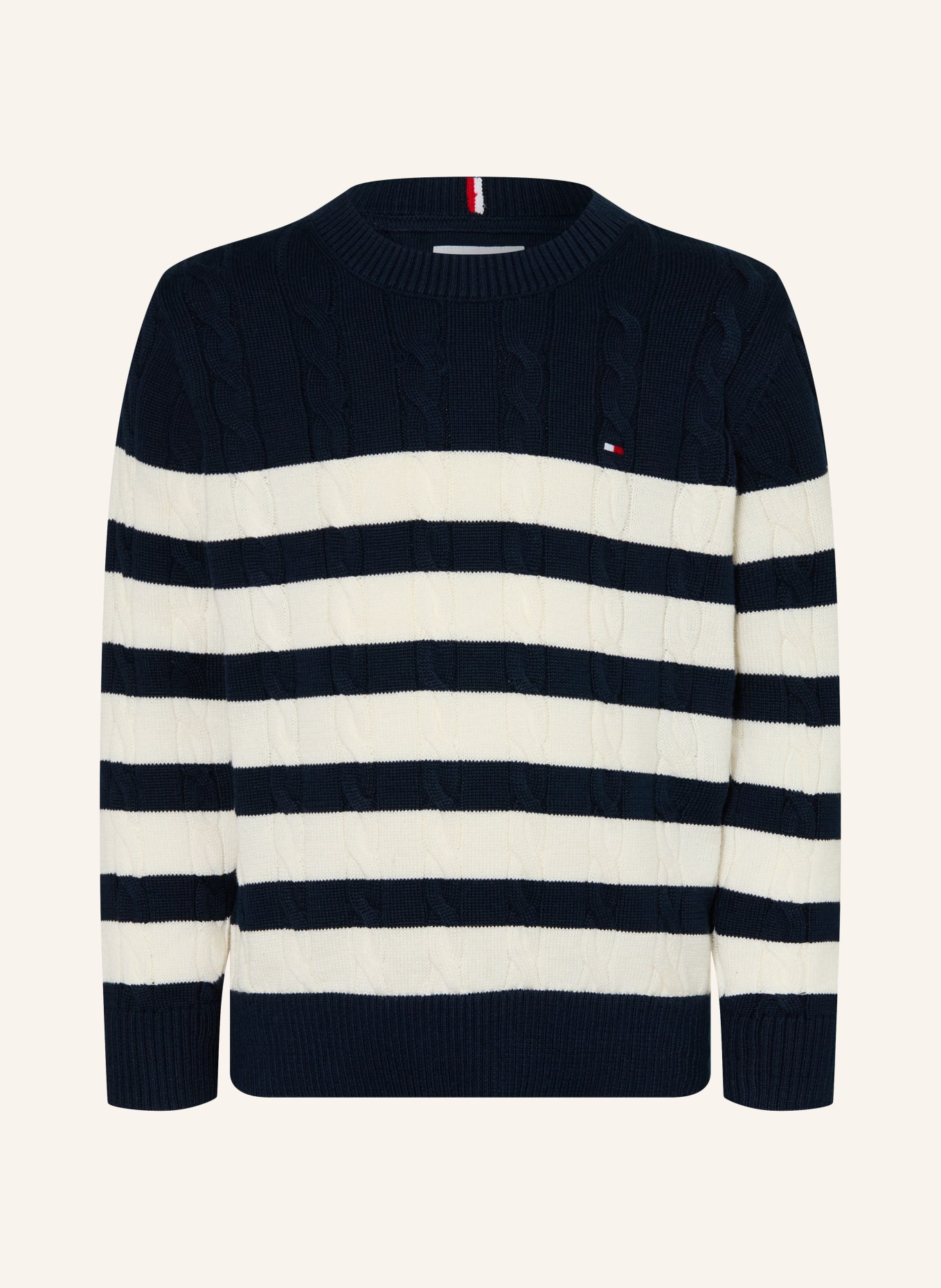 TOMMY HILFIGER Svetr: TMAVĚ MODRÁ / BÍLÁ