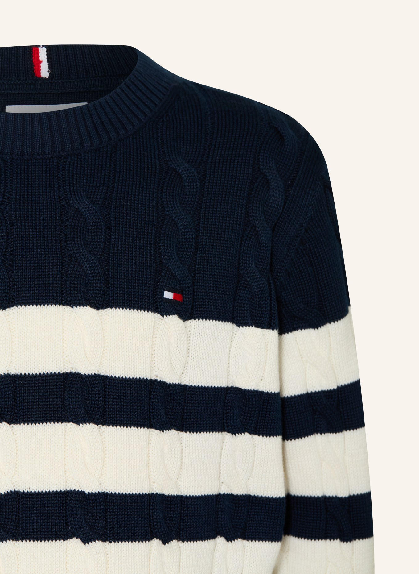 TOMMY HILFIGER Svetr: TMAVĚ MODRÁ / BÍLÁ