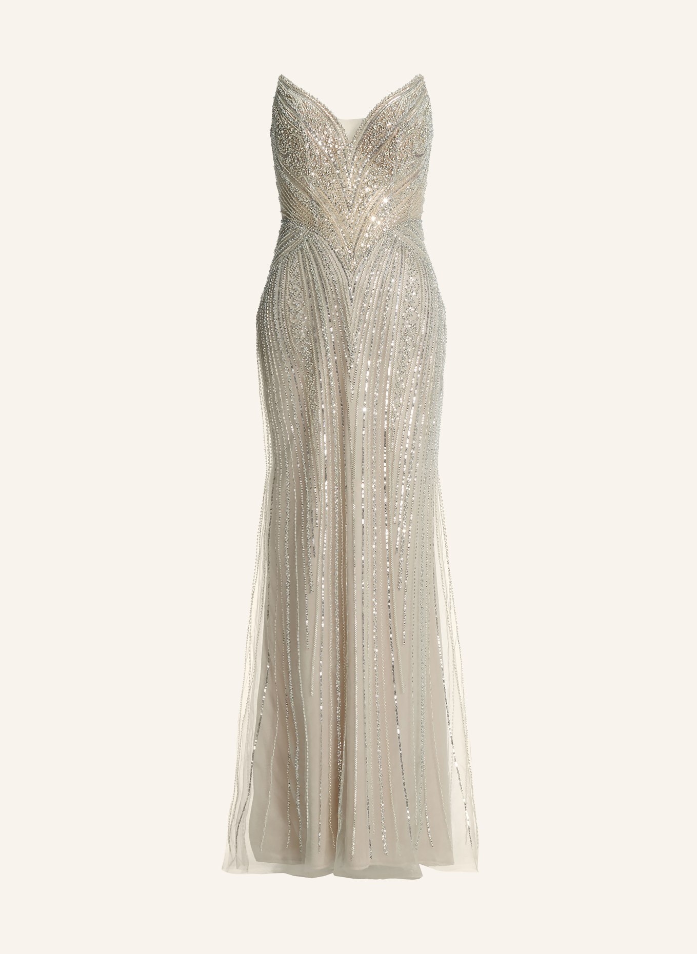 Hey Kyla Abendkleid mit Schmuckperlen und Pailletten: HELLGRAU / SILBER