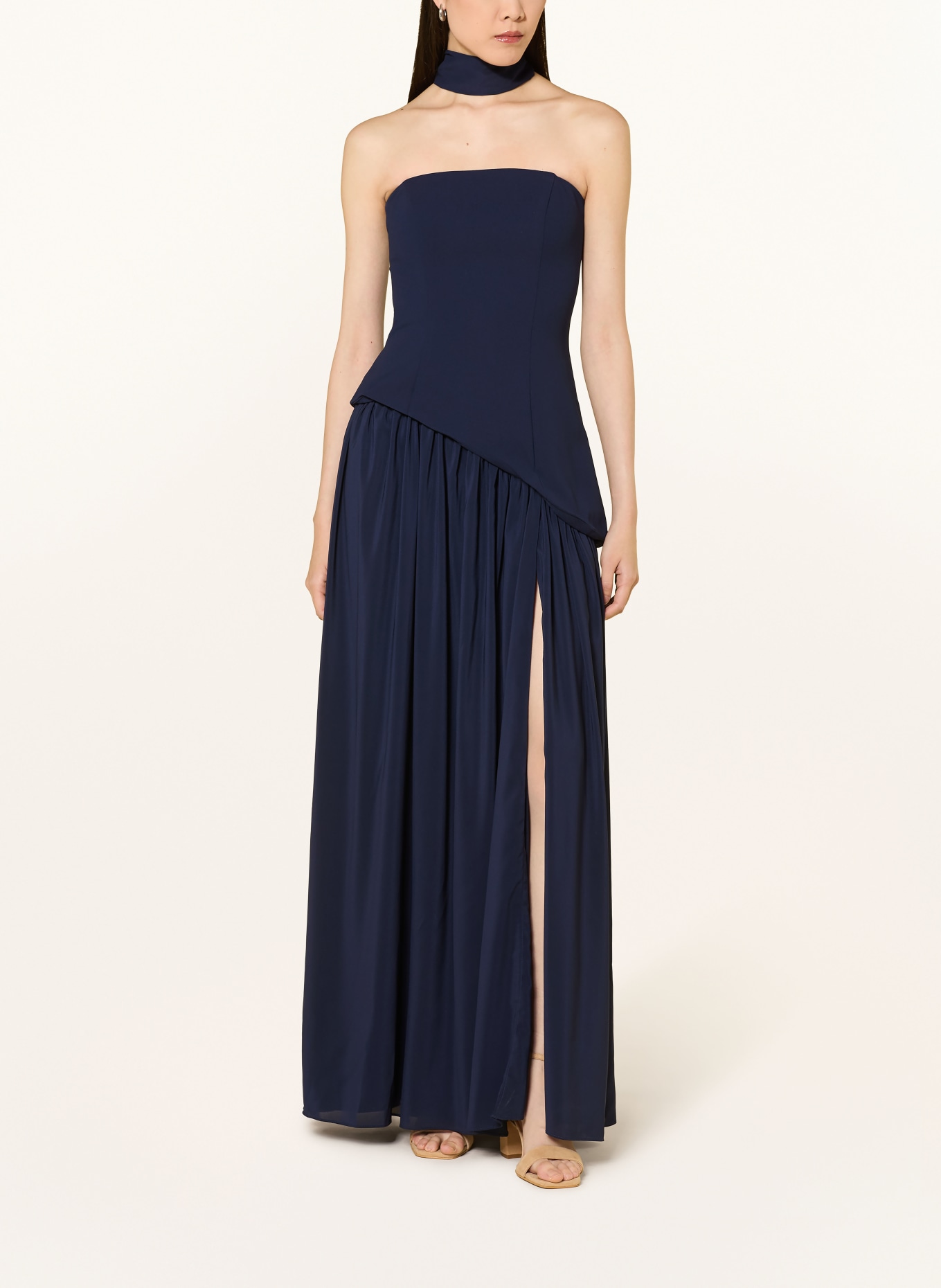 Hey Kyla Abendkleid im Materialmix: DUNKELBLAU