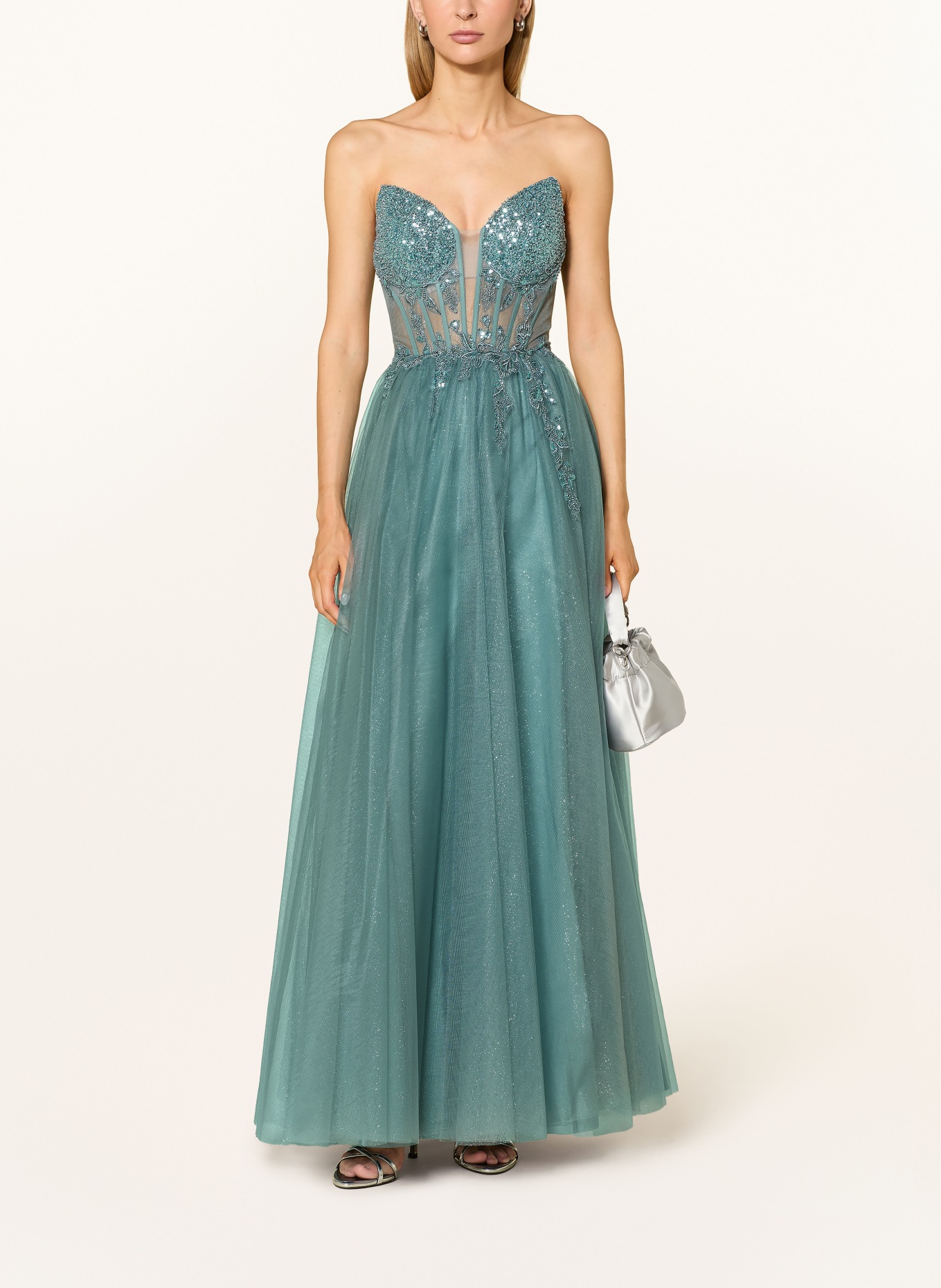 Hey Kyla Evening dress with decorative beads and sequins: TEAL