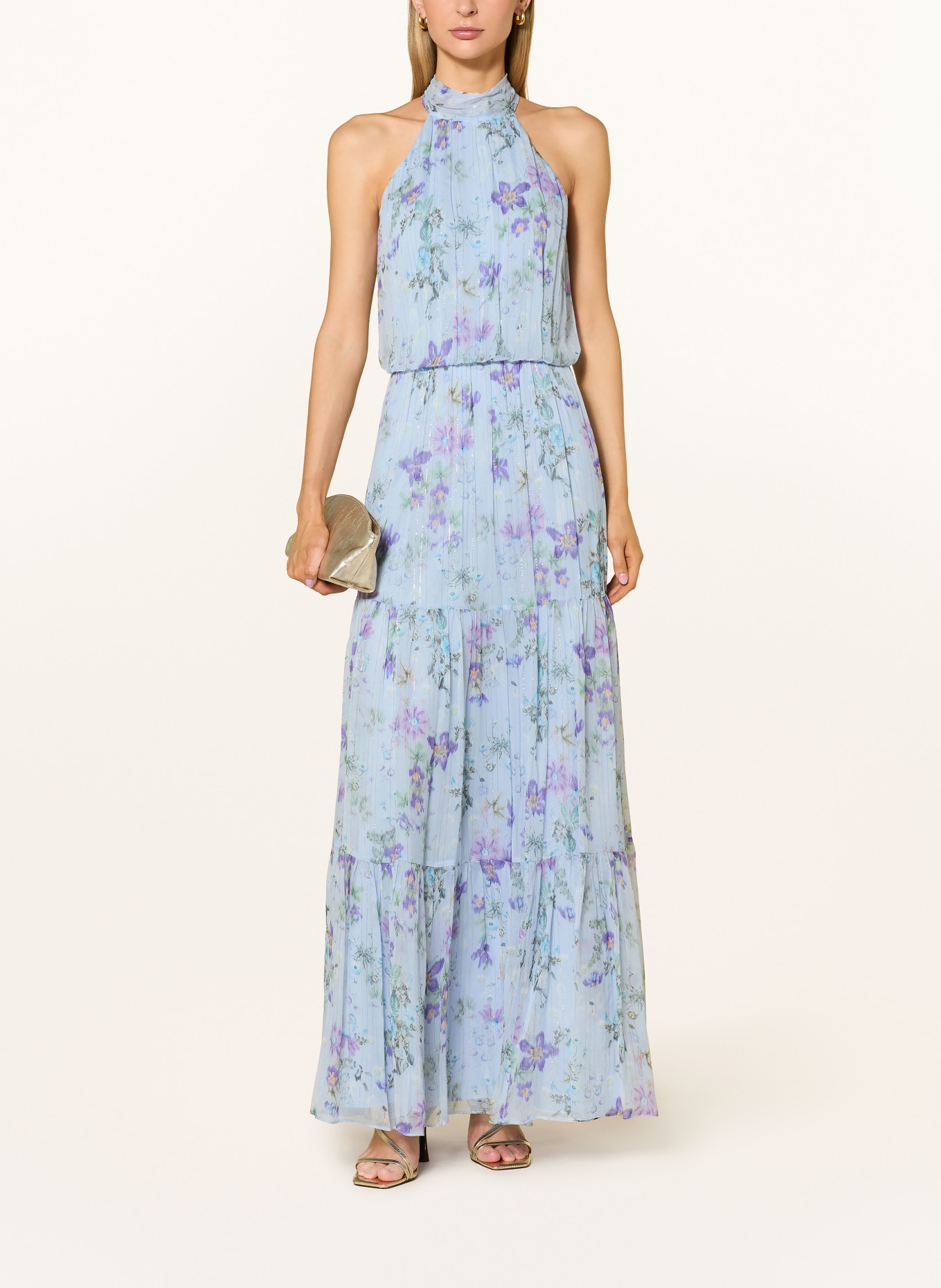 SWING Abendkleid mit Glitzergarn: HELLBLAU / LILA / GRÜN