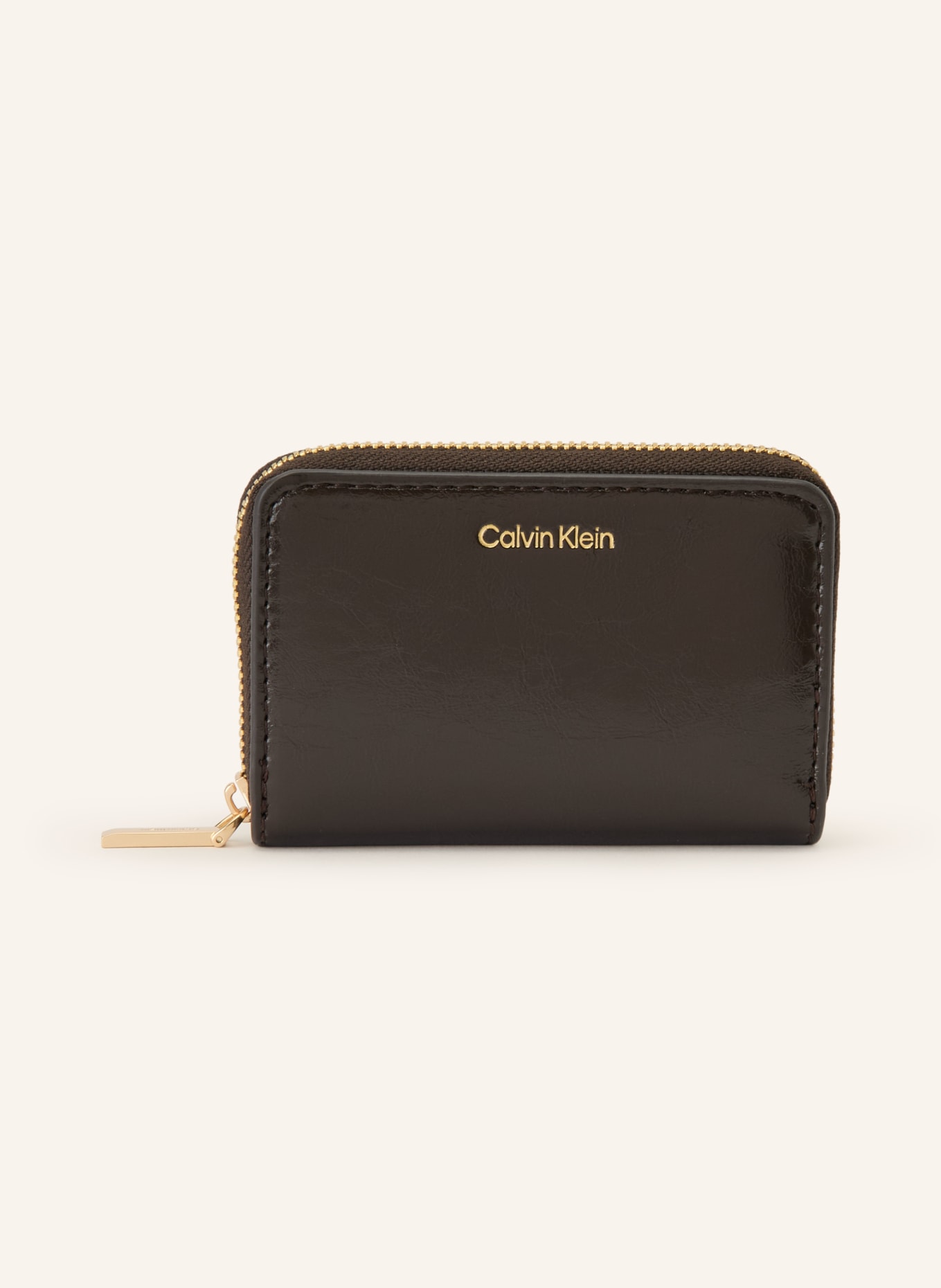 Calvin Klein Geldbörse: DUNKELBRAUN / GOLD