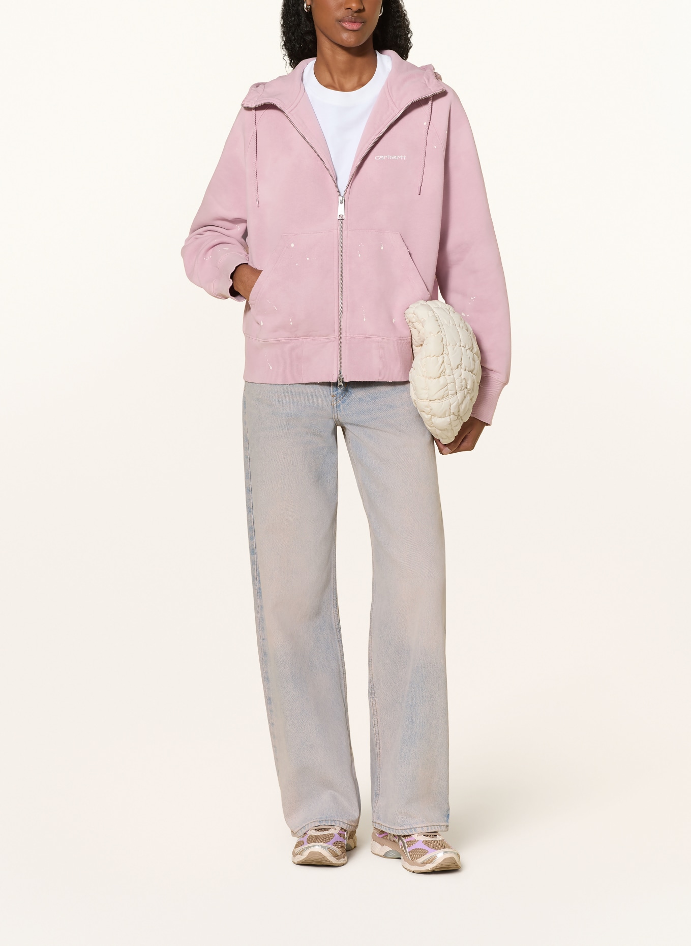 carhartt WIP Sweatjack PAINTER: ROSÉ / WIT