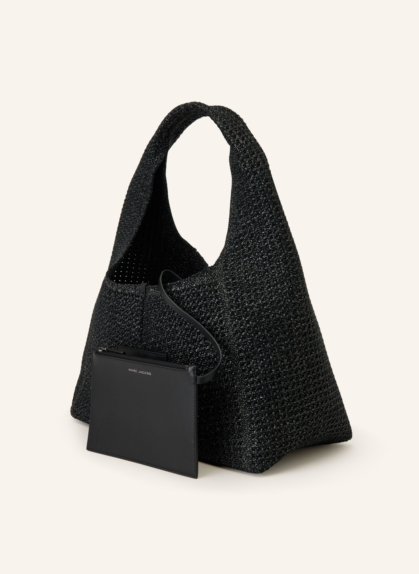 MARC JACOBS Beuteltasche THE CROCHET SACK BAG: SCHWARZ / SILBER
