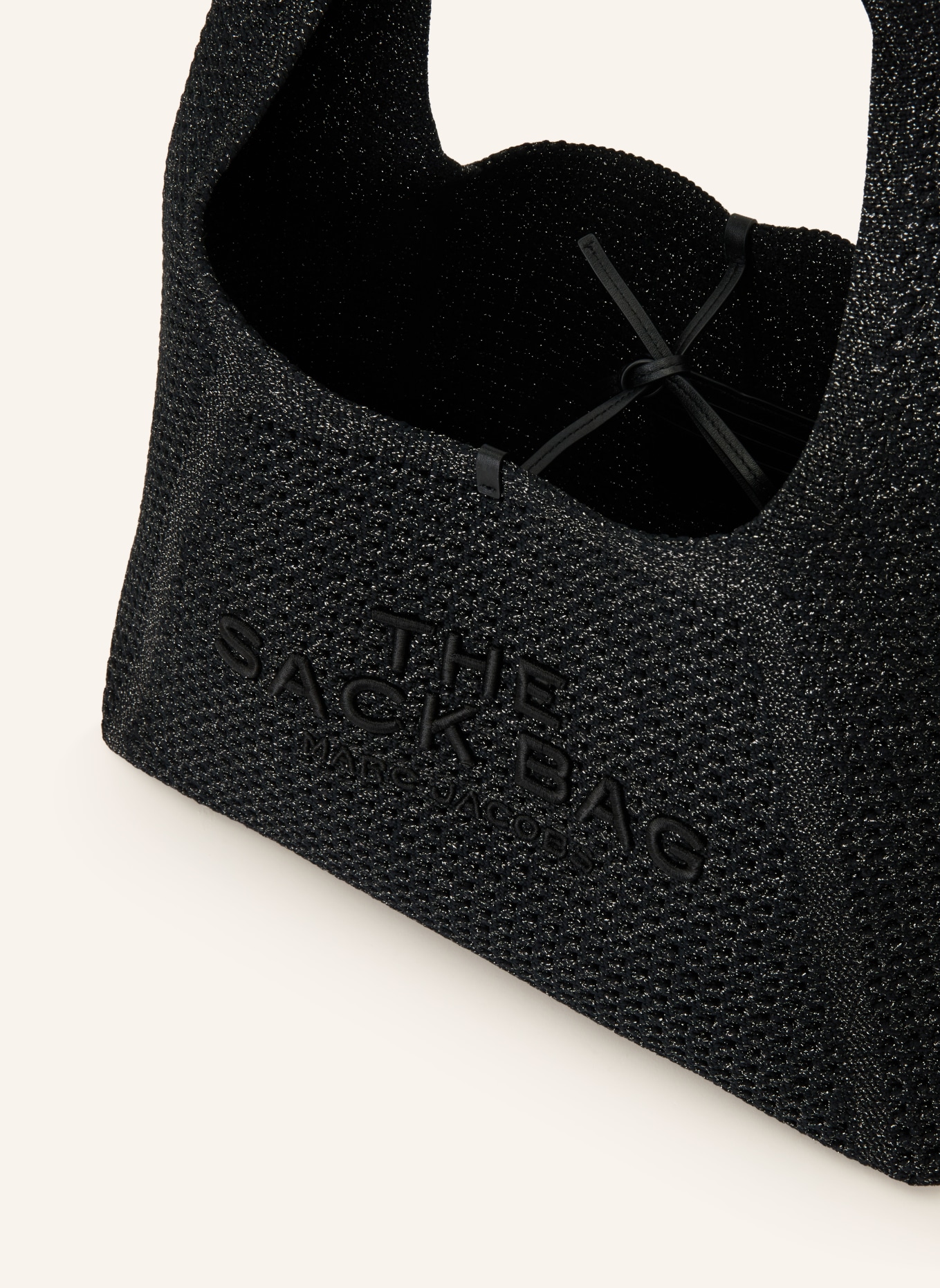 MARC JACOBS Beuteltasche THE CROCHET SACK BAG: SCHWARZ / SILBER
