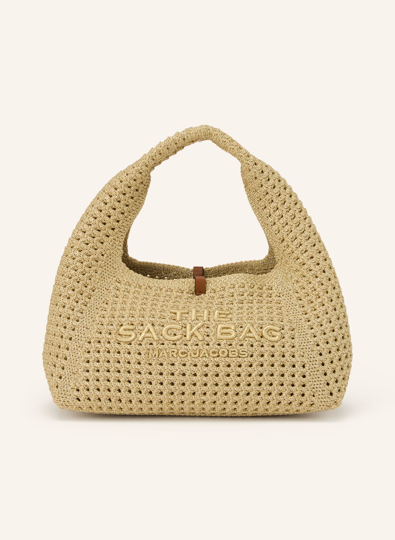 MARC JACOBS Sac à main THE CROCHET MINI SACK BAG avec pochette: BEIGE / OR / MARRON