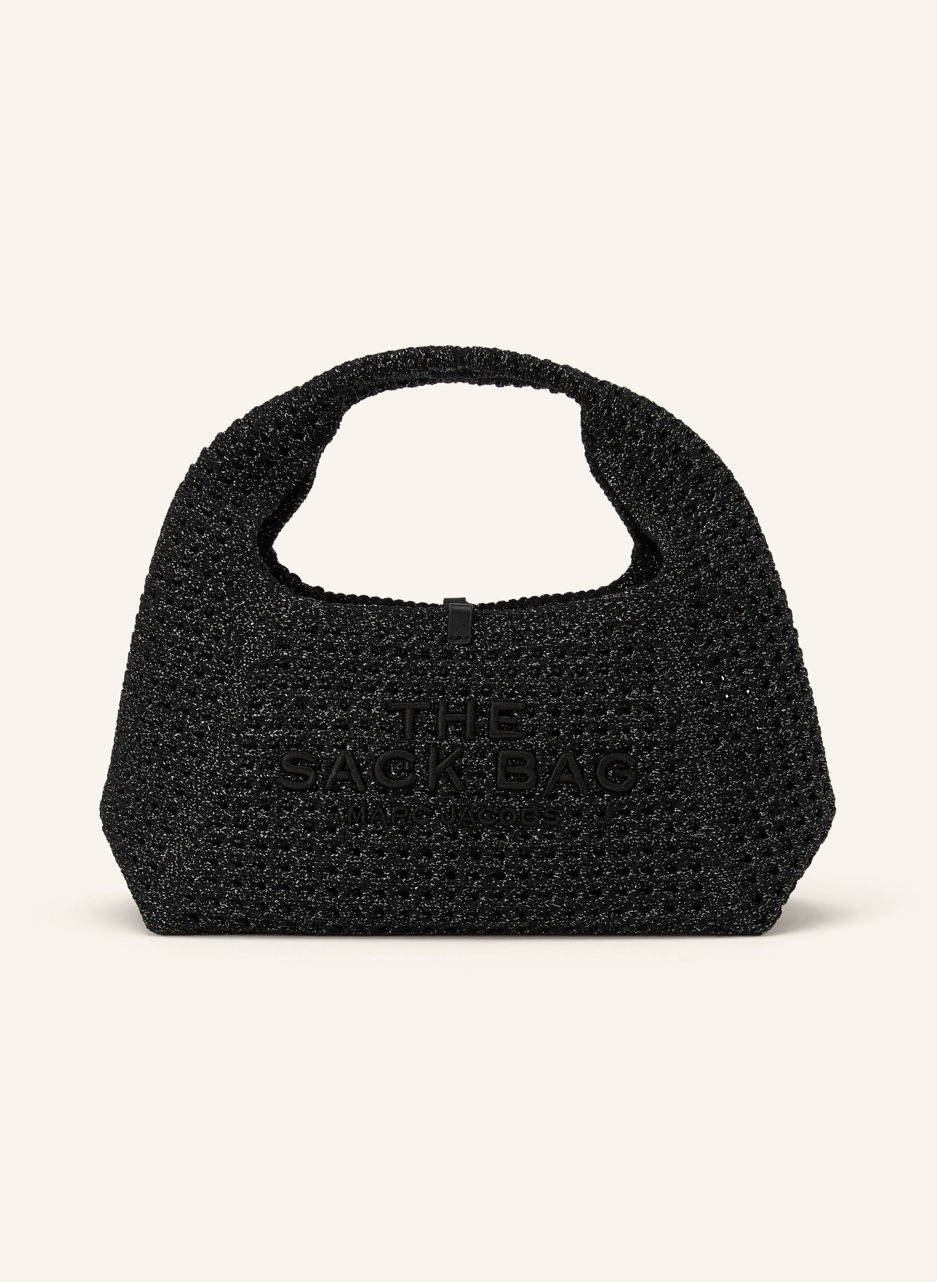 MARC JACOBS THE CROCHET MINI SACK BAG handbag with Pouch: BLACK / SILVER