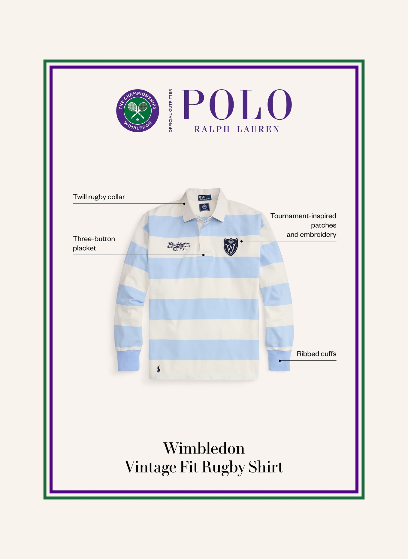 POLO RALPH LAUREN Polo de rugby: BLANC / BLEU CLAIR / BLEU FONCÉ