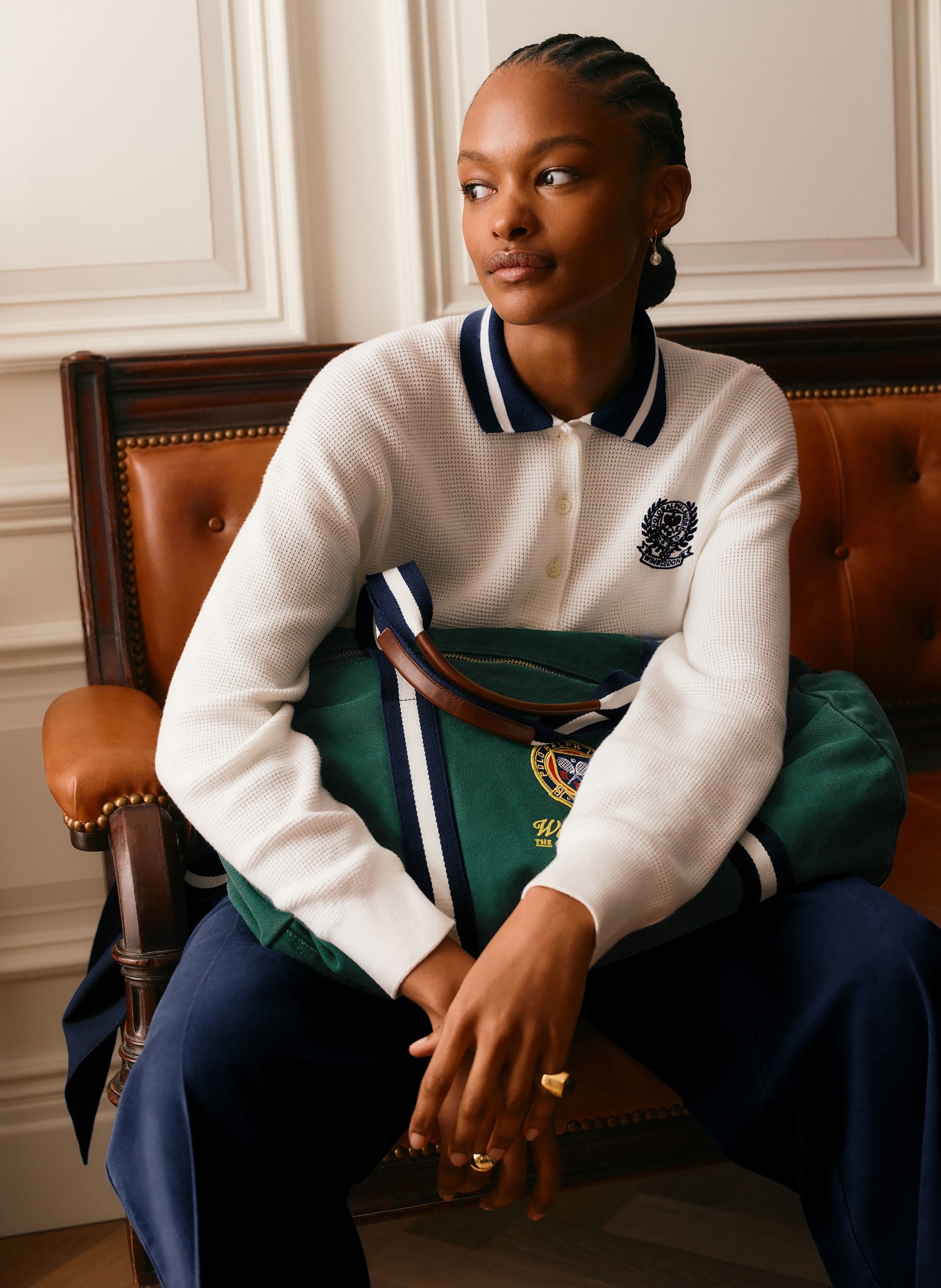 POLO RALPH LAUREN Travel bag: DARK GREEN / DARK BLUE / WHITE