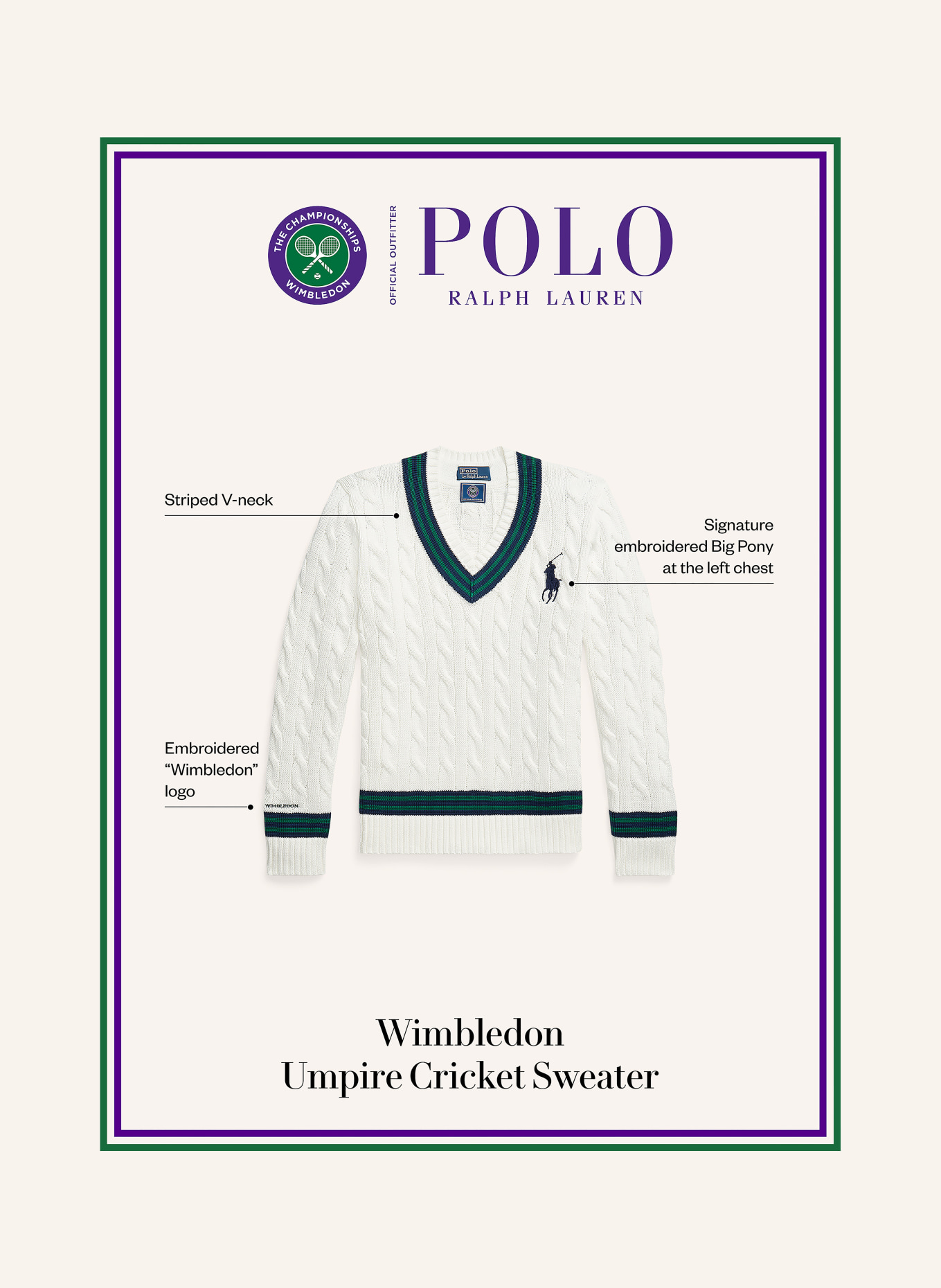 POLO RALPH LAUREN Pull: BLANC / GROEN / BLEU FONCÉ