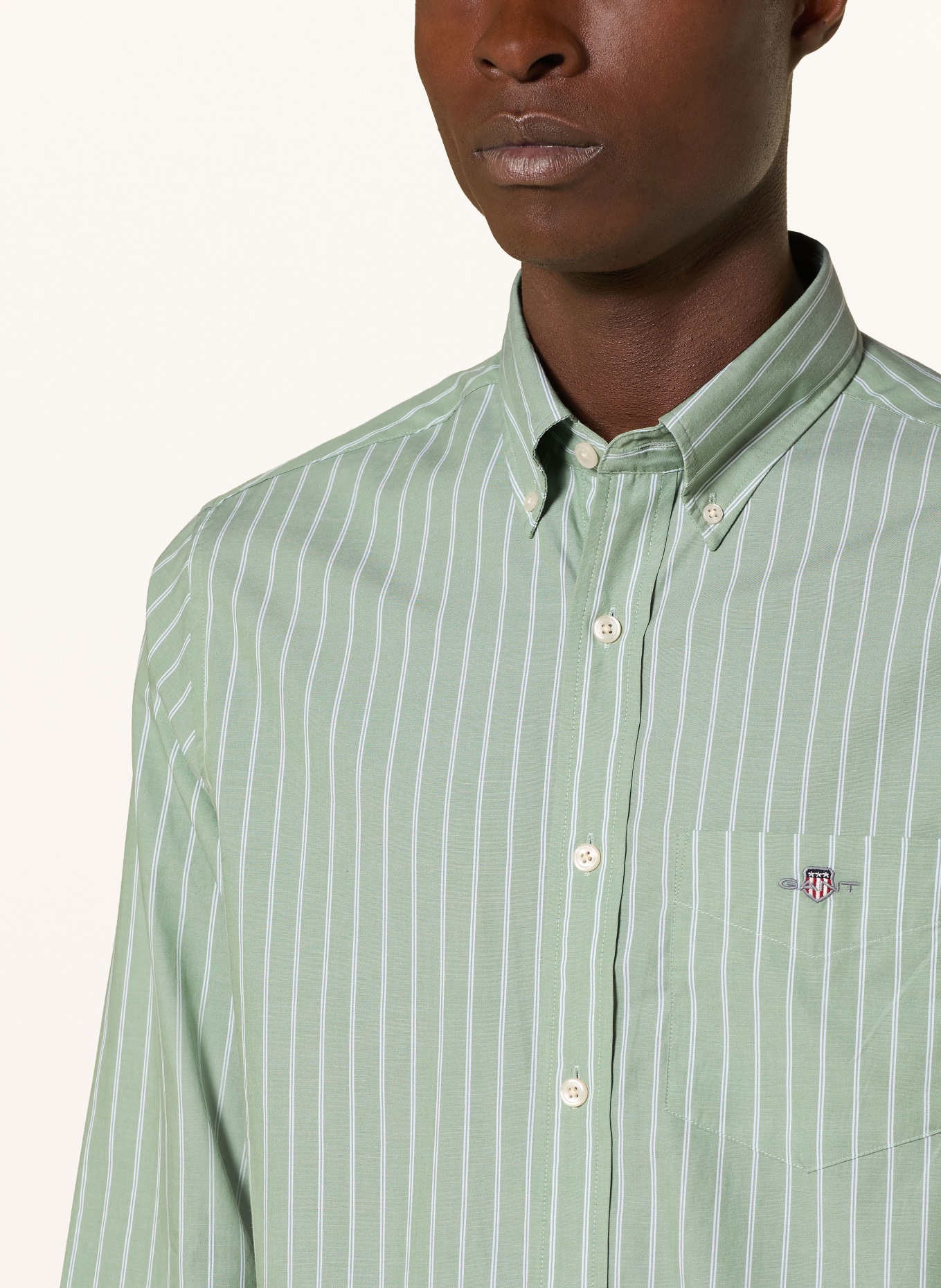 GANT Hemd Slim Fit: HELLGRÜN / WEISS