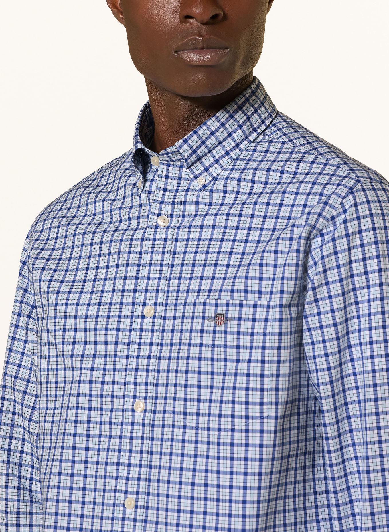 GANT Slim-Fit Shirt: WHITE / LIGHT BLUE / DARK BLUE