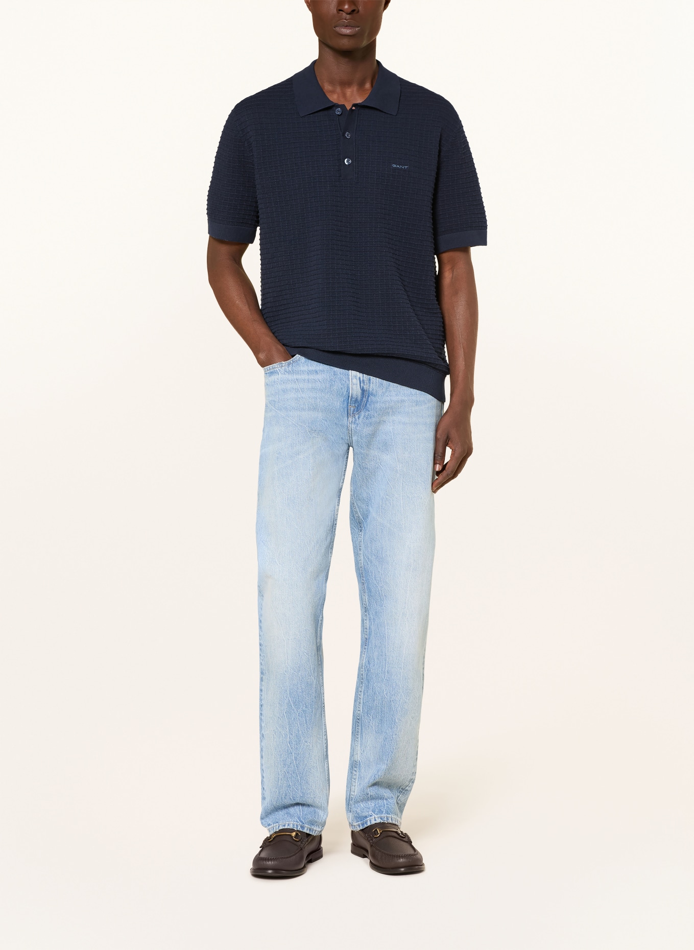 GANT Polo en maille: BLEU FONCÉ