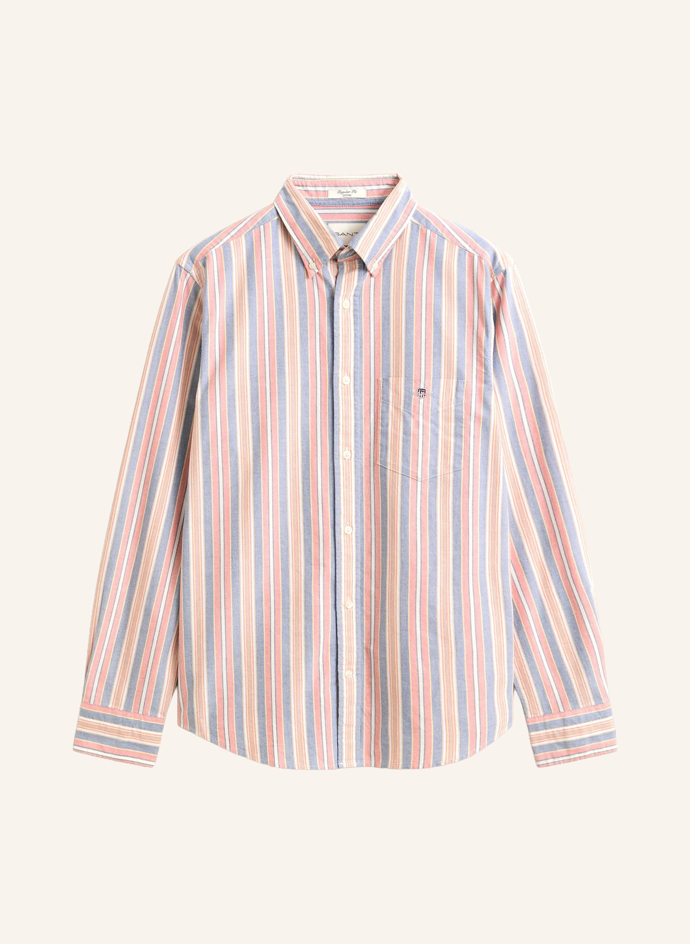 GANT Cămașă Oxford cu croială regular: ALBASTRU / ROȘU DESCHIS / PORTOCALIU DESCHIS