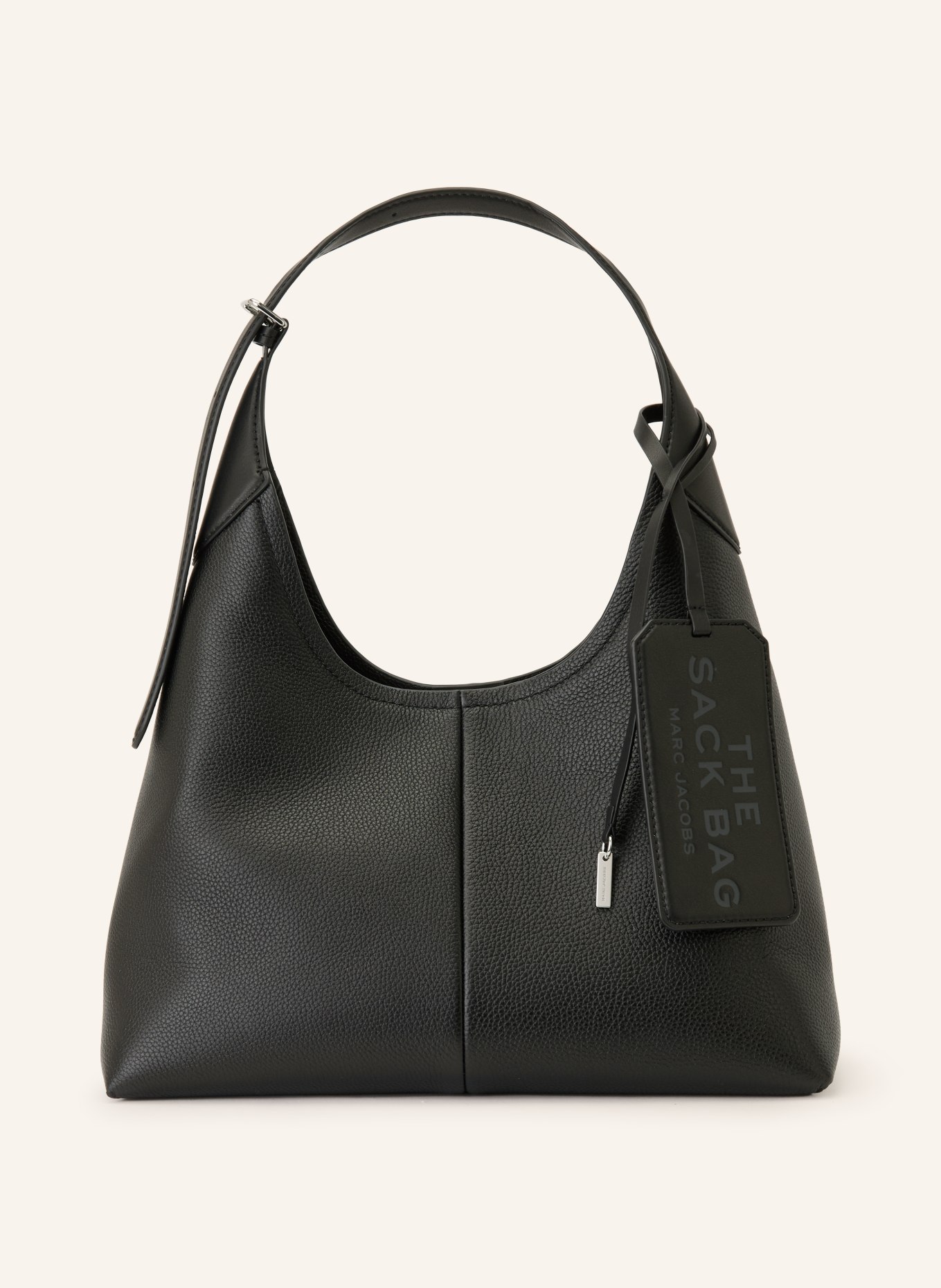 MARC JACOBS Vaková kabelka THE BELTED SACK: ČERNÁ / STŘÍBRNÁ