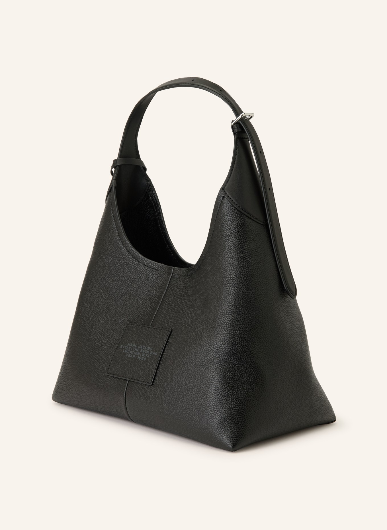 MARC JACOBS Vaková kabelka THE BELTED SACK: ČERNÁ / STŘÍBRNÁ