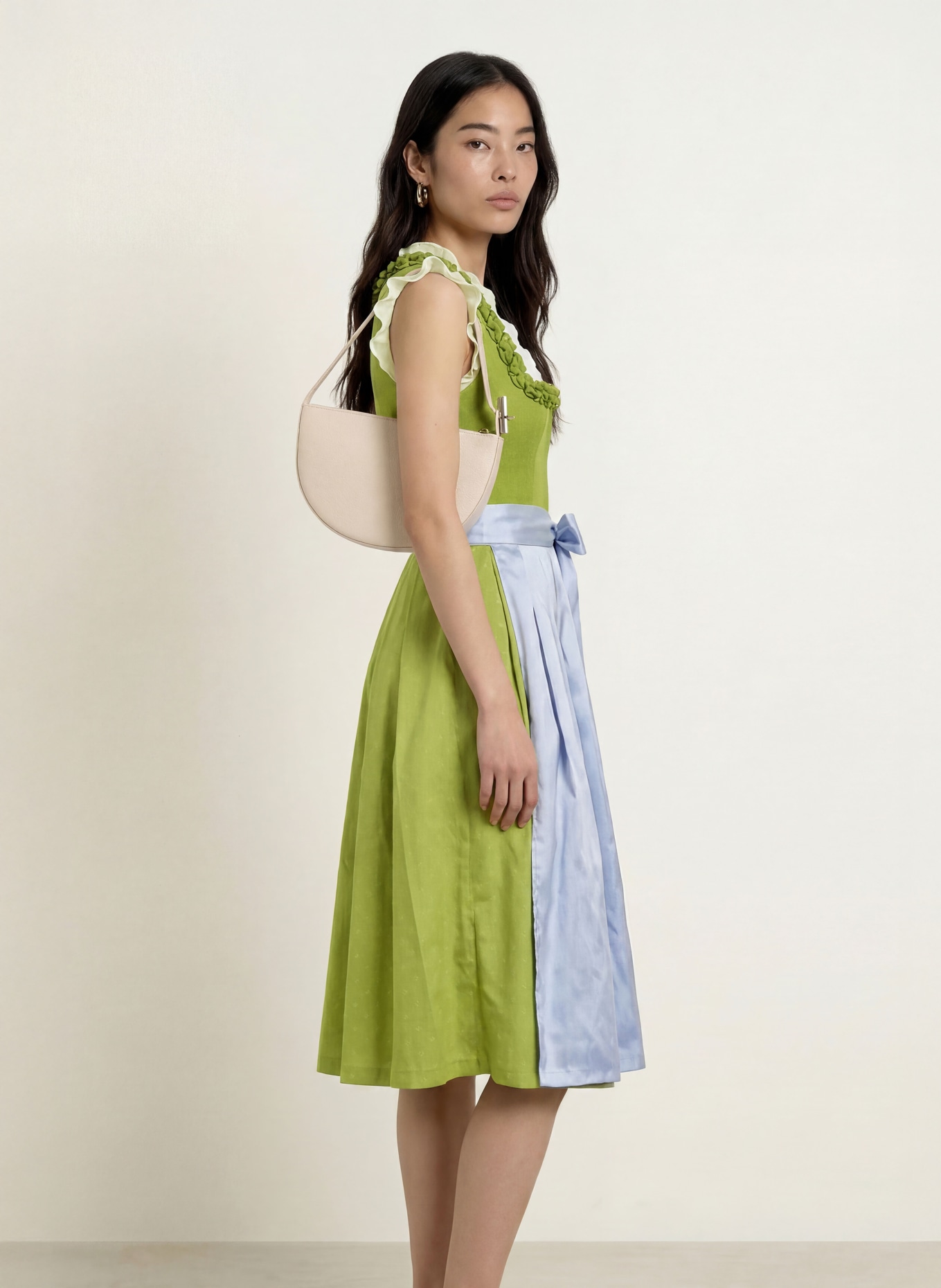AlpenHERZ Linen Dirndl EWELINA: LIGHT GREEN / LIGHT BLUE