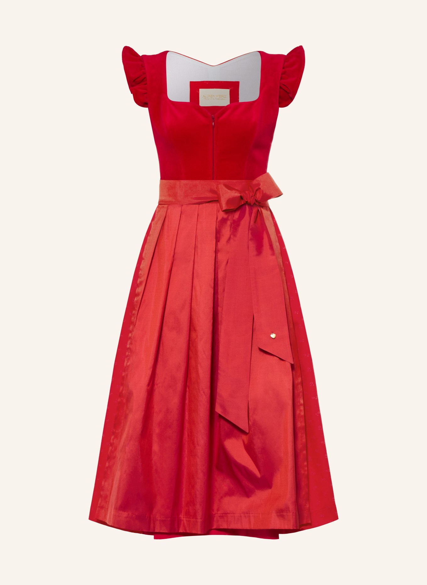 AlpenHERZ Dirndl MELISSA mit Rüschen: ROT / HELLROSA / PINK