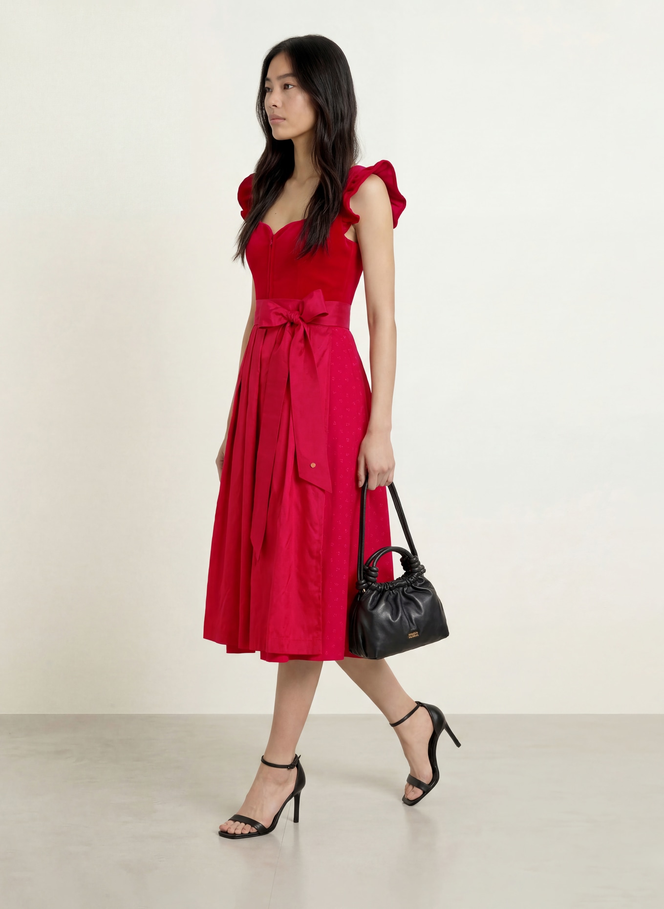 AlpenHERZ Dirndl MELISSA mit Rüschen: ROT / HELLROSA / PINK