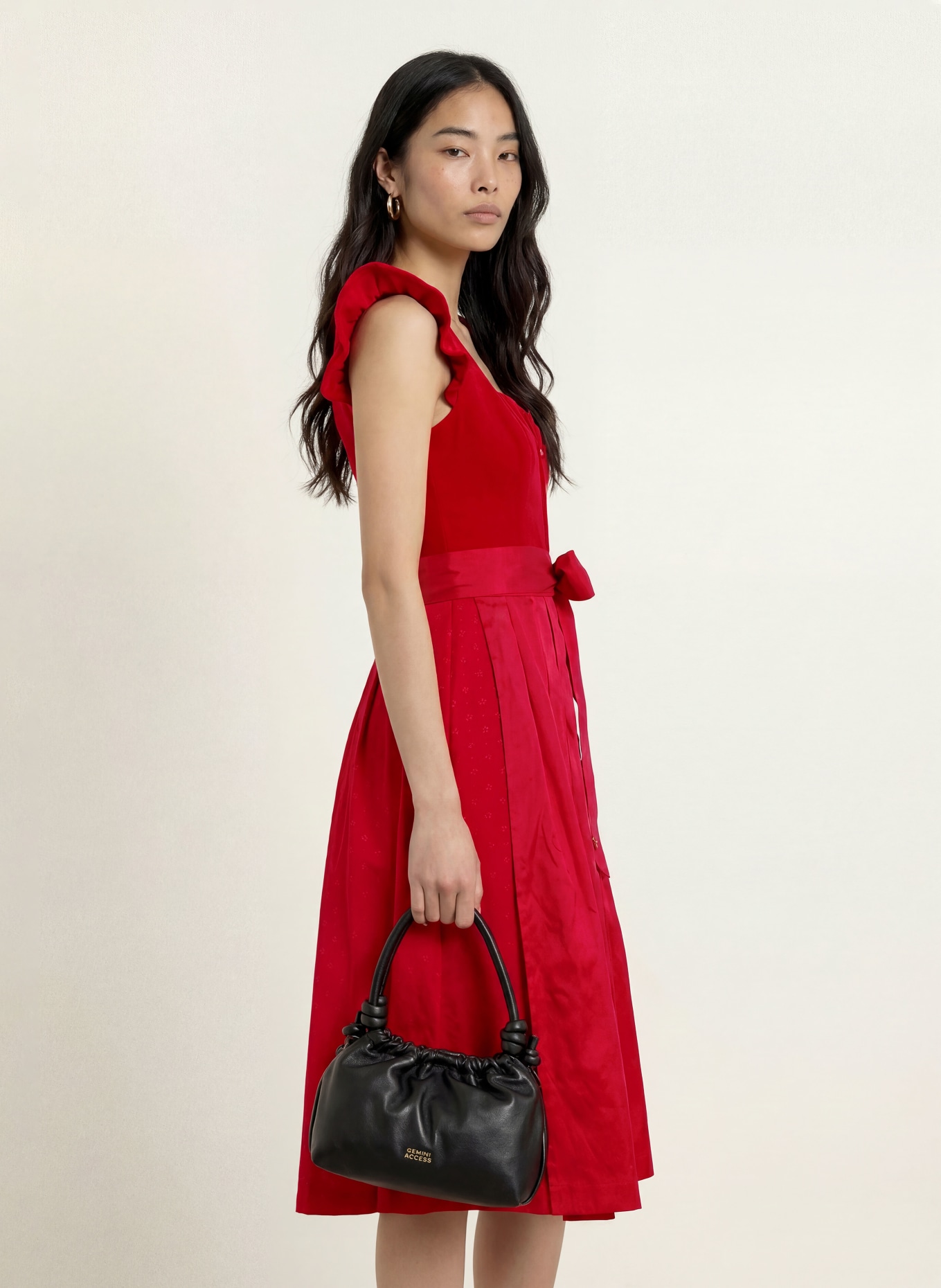 AlpenHERZ Dirndl MELISSA mit Rüschen: ROT / HELLROSA / PINK