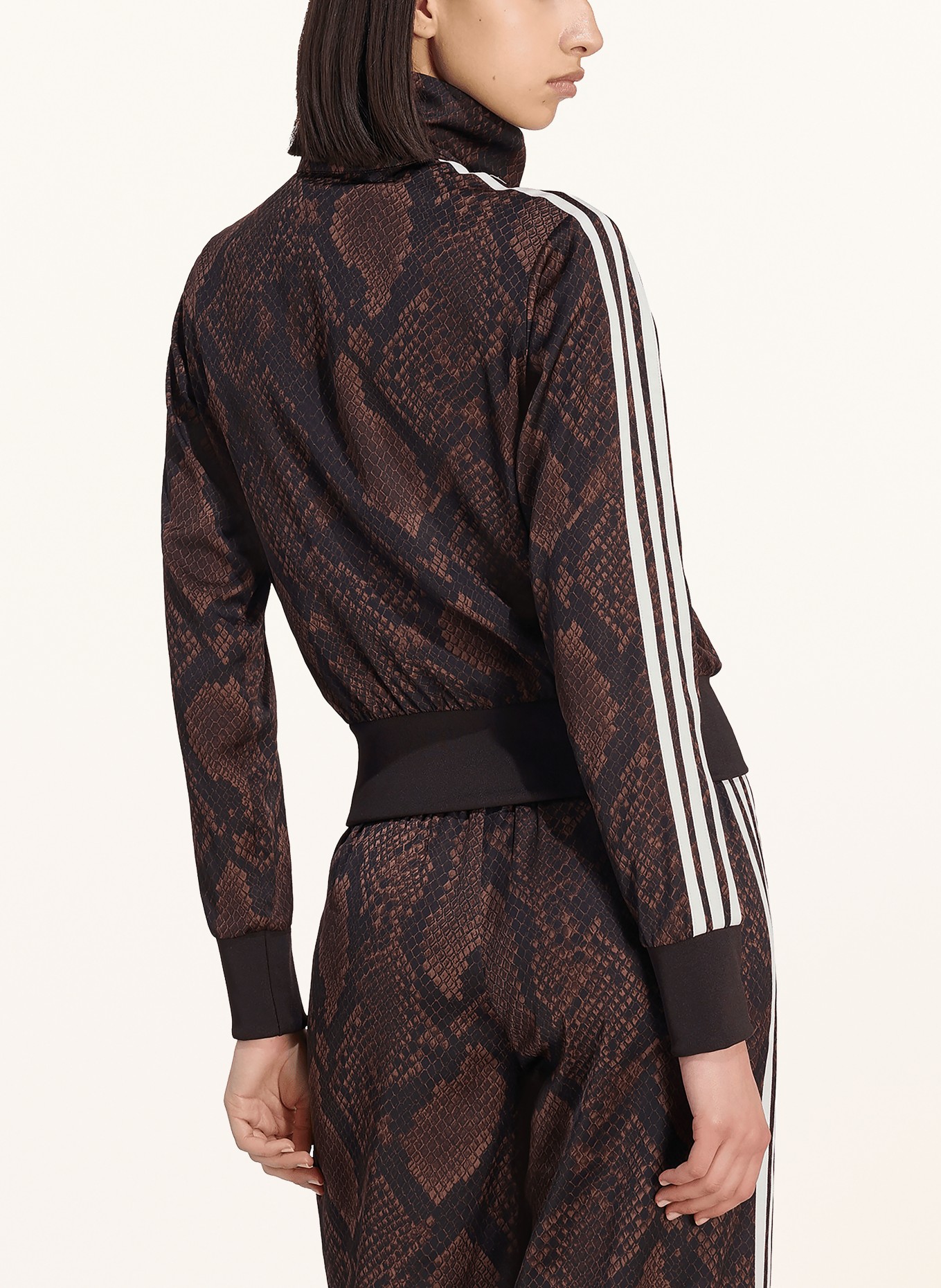 adidas Originals Veste d'entraînement FIREBIRD en satin: MARRON FONCÉ / BLANC