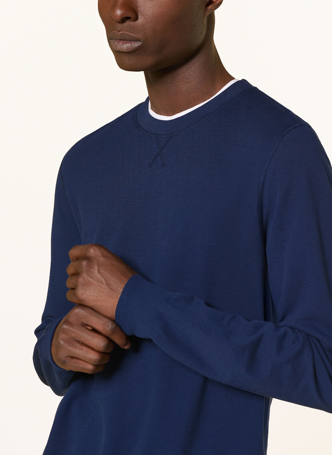 MAERZ MUENCHEN Piqué Long-sleeve shirt: DARK BLUE