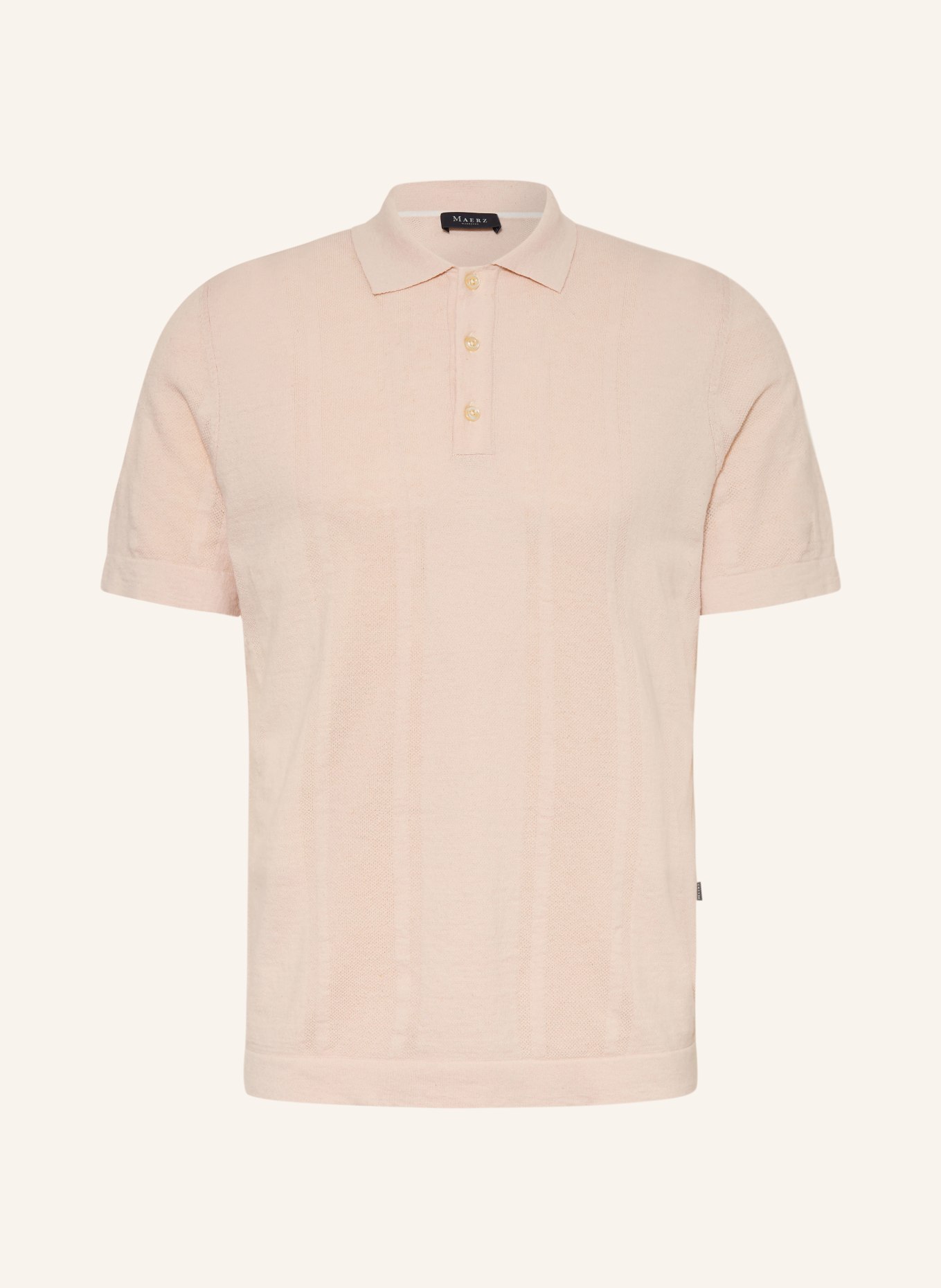 MAERZ MUENCHEN Knit polo shirt with linen: LIGHT BROWN