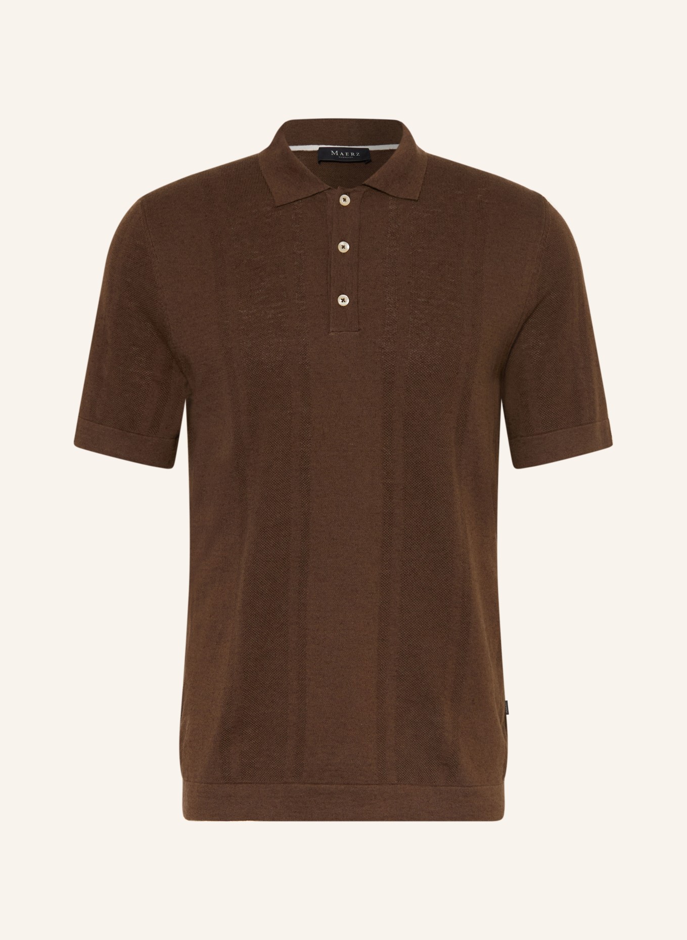 MAERZ MUENCHEN Knit polo shirt with linen: KHAKI