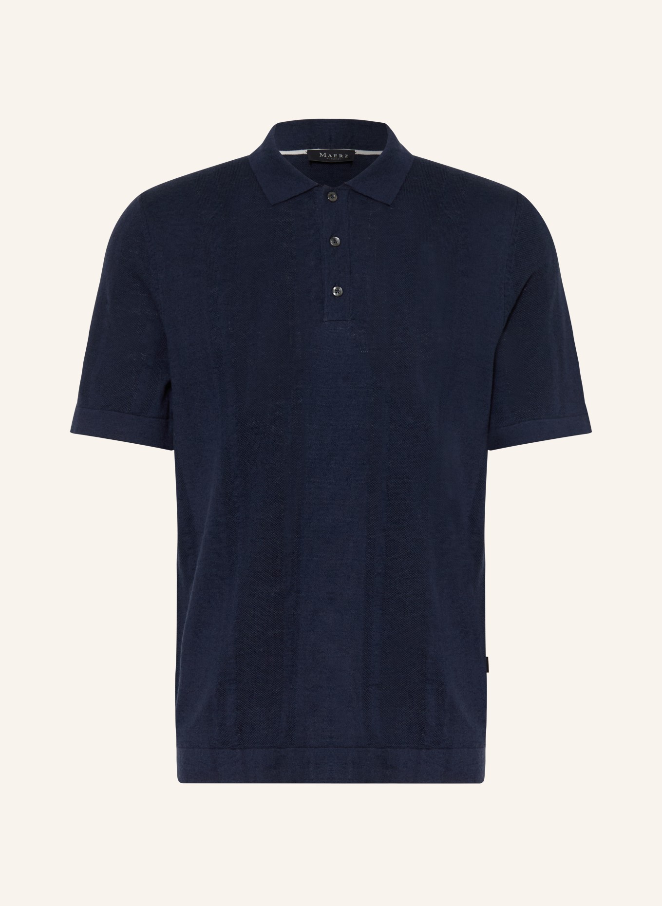 MAERZ MUENCHEN Knit polo shirt with linen: DARK BLUE