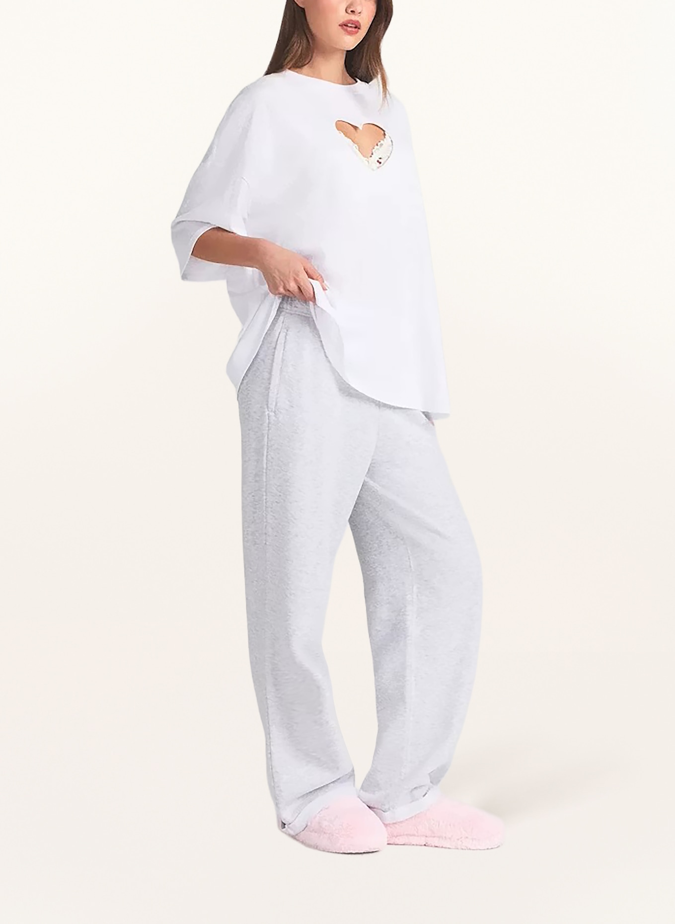 SKIMS Lounge shirt WORN IN JERSEY with cut-out: SNOW