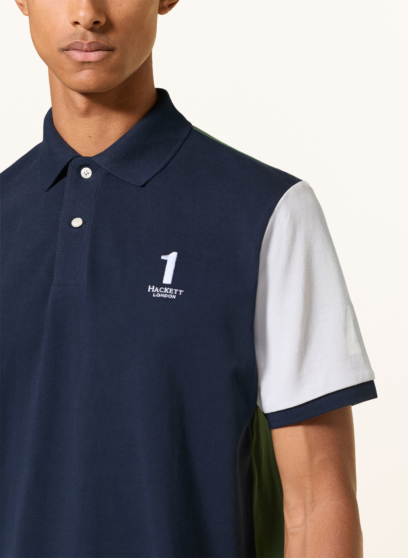 HACKETT LONDON Piqué-poloshirt Classic Fit: DONKERBLAUW / LICHTGRIJS / DONKERGROEN